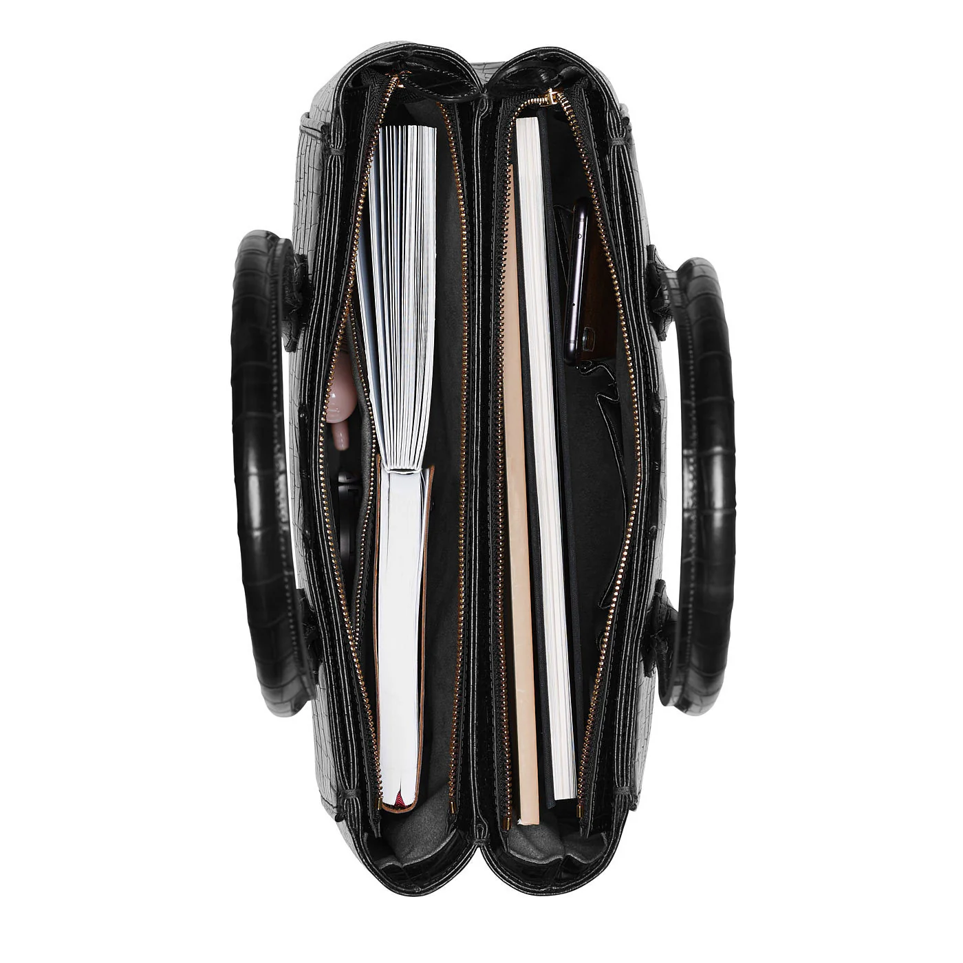 Honoré Cloe croco black calfskin leather handbag - Image 7