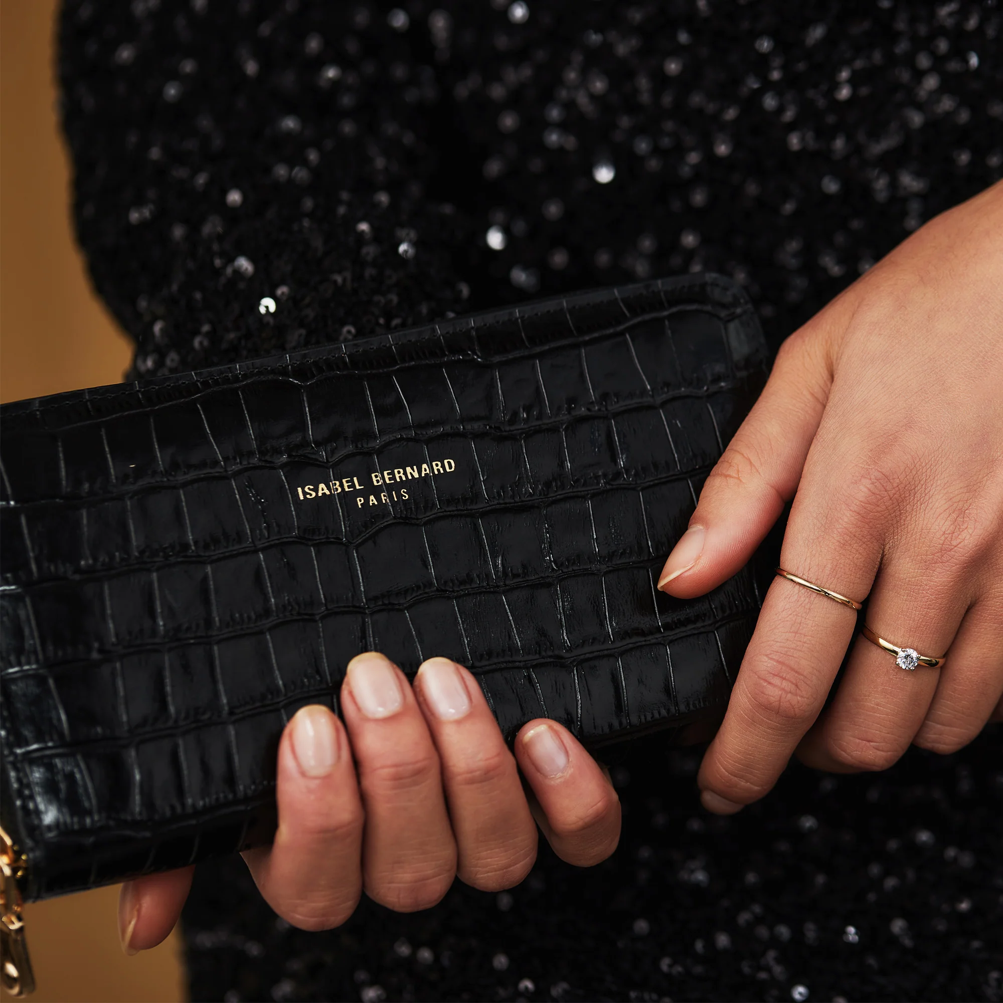 Honoré Léa croco black calfskin leather zipper wallet - Image 3