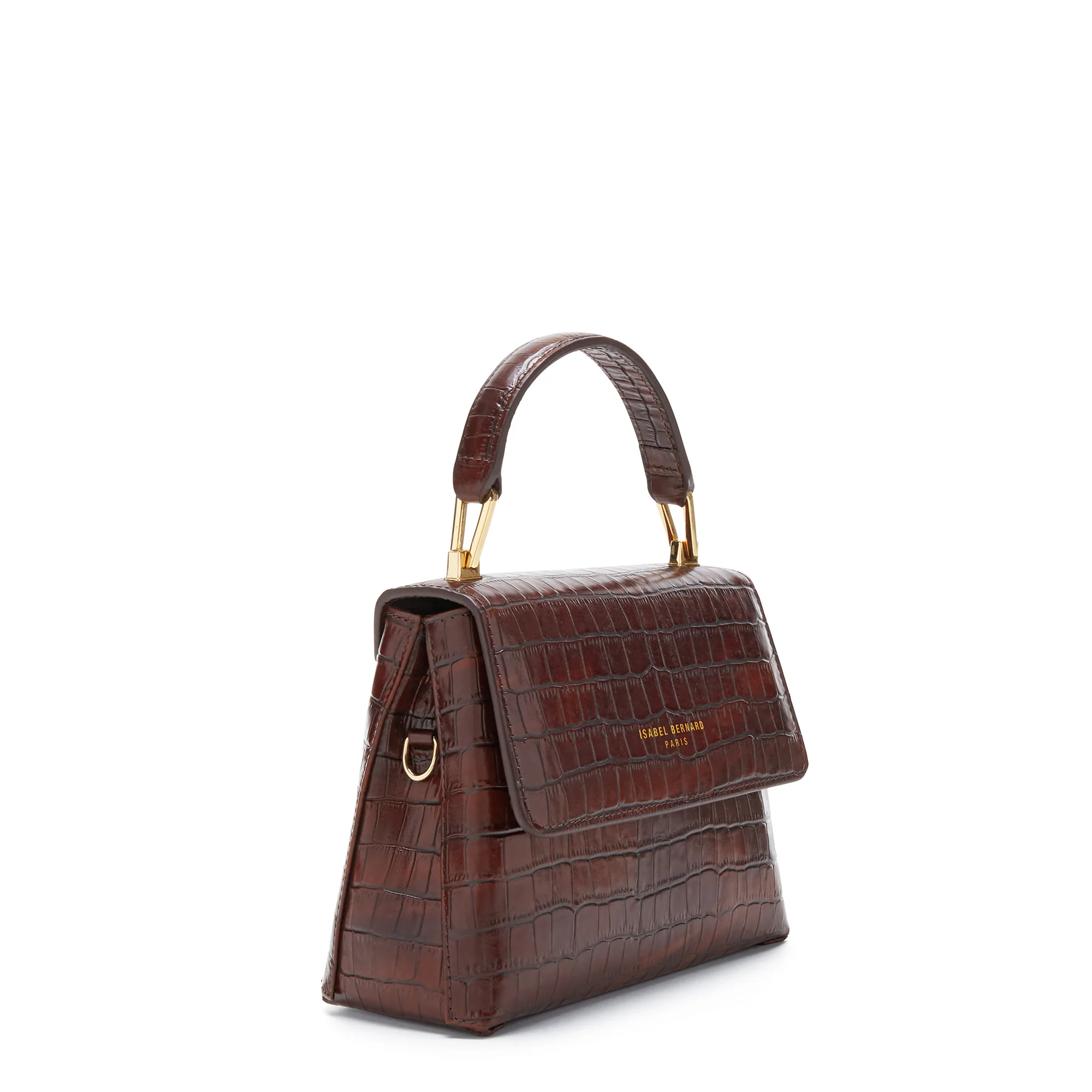 Femme Forte Heline croco brown calfskin leather handbag - Image 4