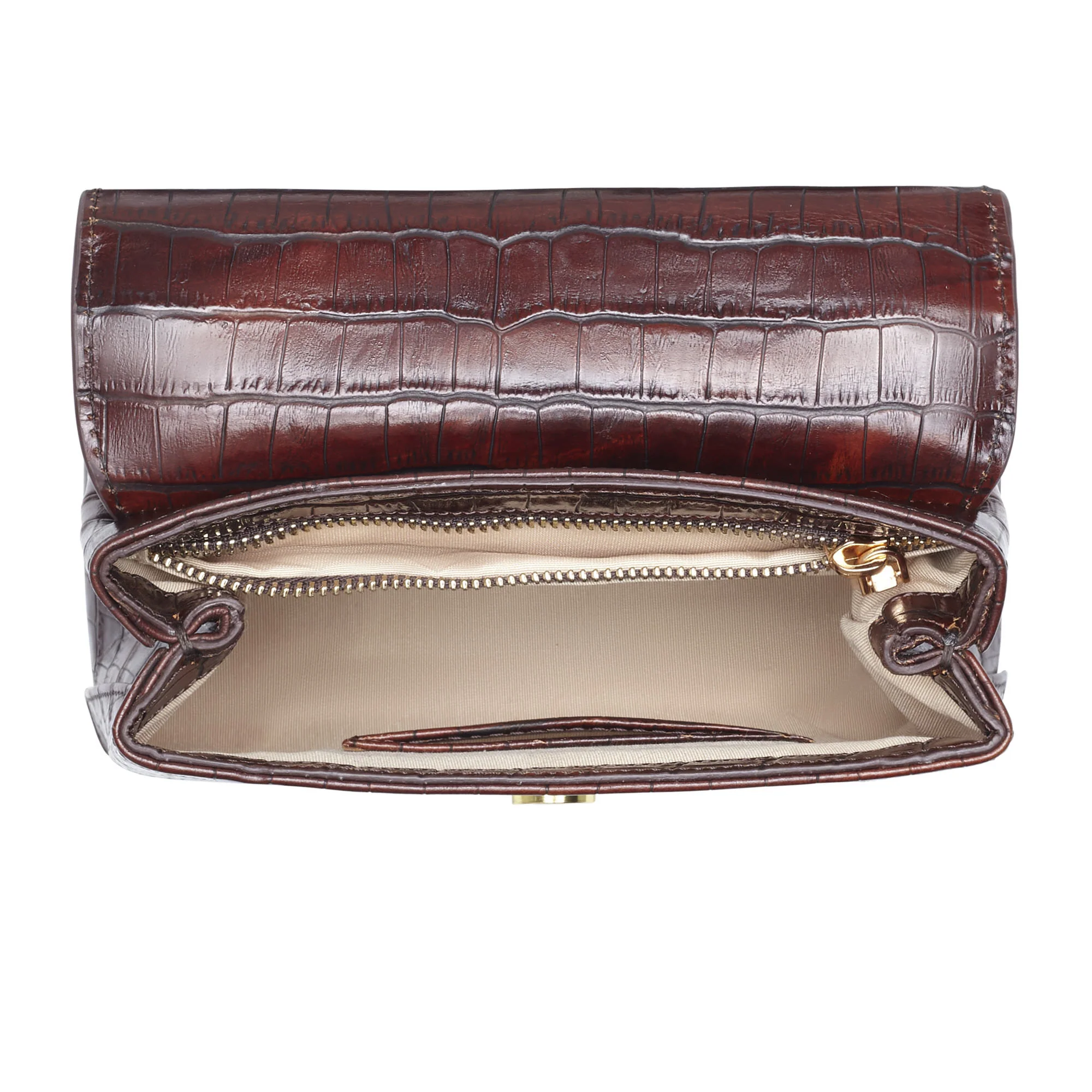 Femme Forte Heline croco brown calfskin leather handbag - Image 7