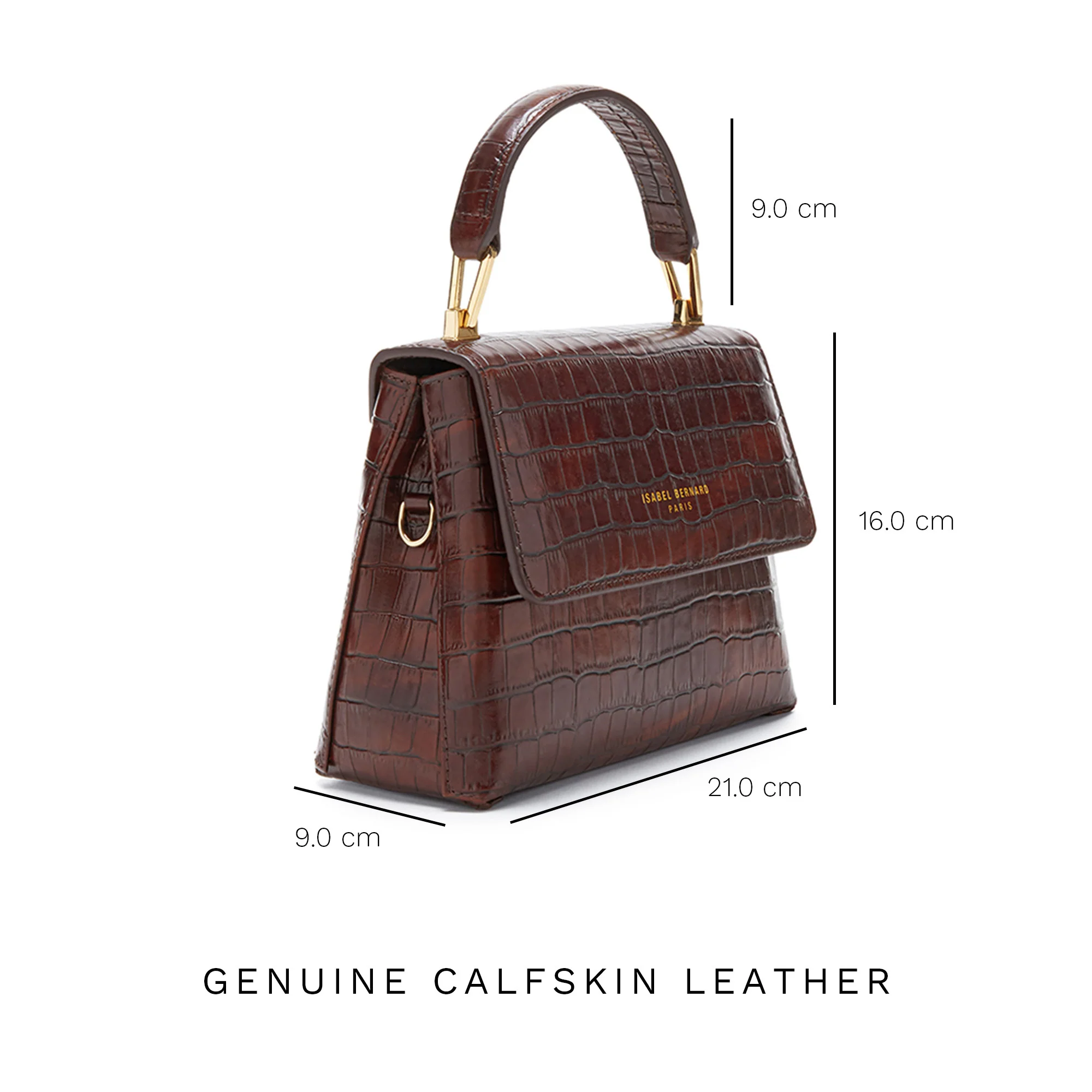 Femme Forte Heline croco brown calfskin leather handbag - Image 8