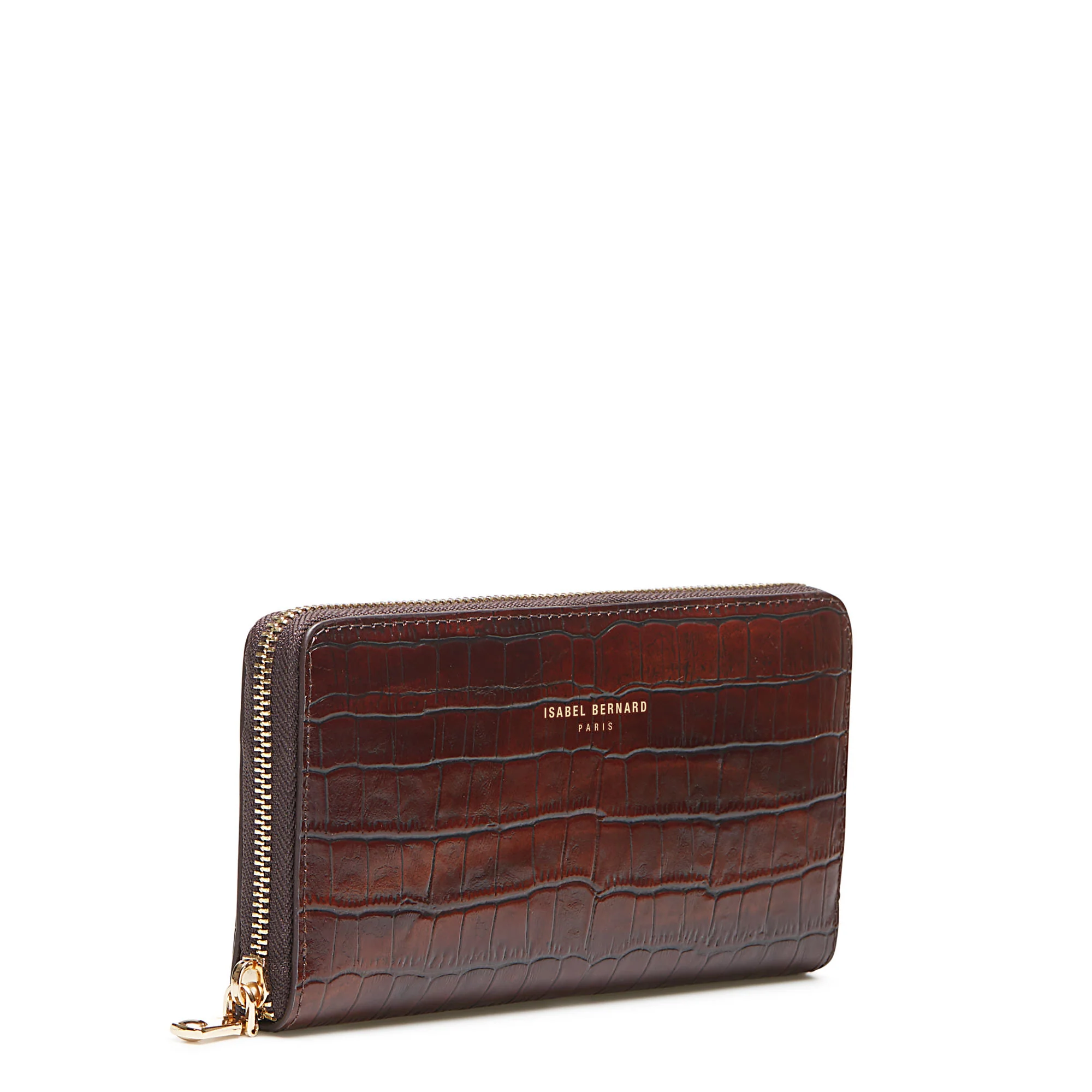 Honoré Léa croco brown calfskin leather zipper wallet - Image 5
