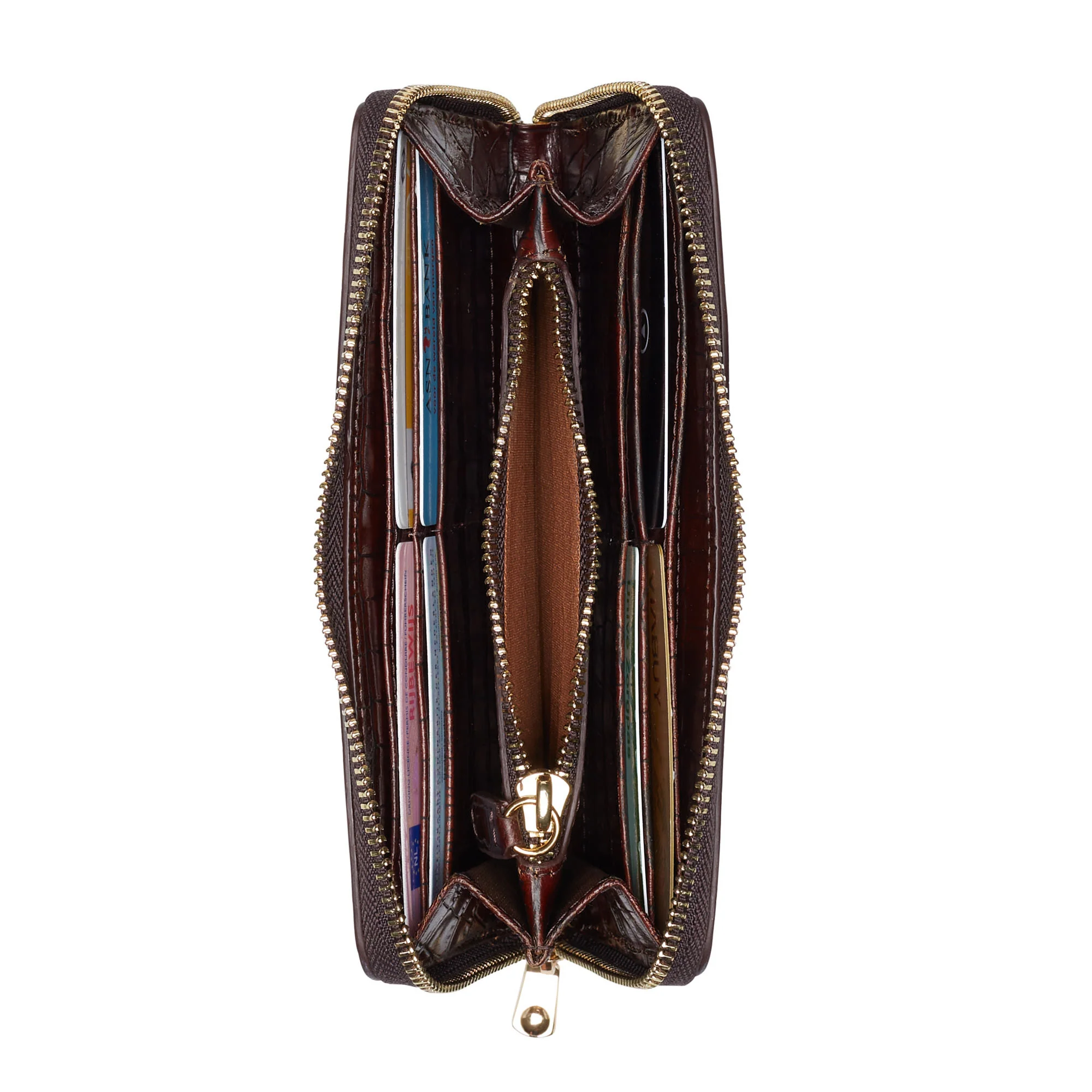 Honoré Léa croco brown calfskin leather zipper wallet - Image 7