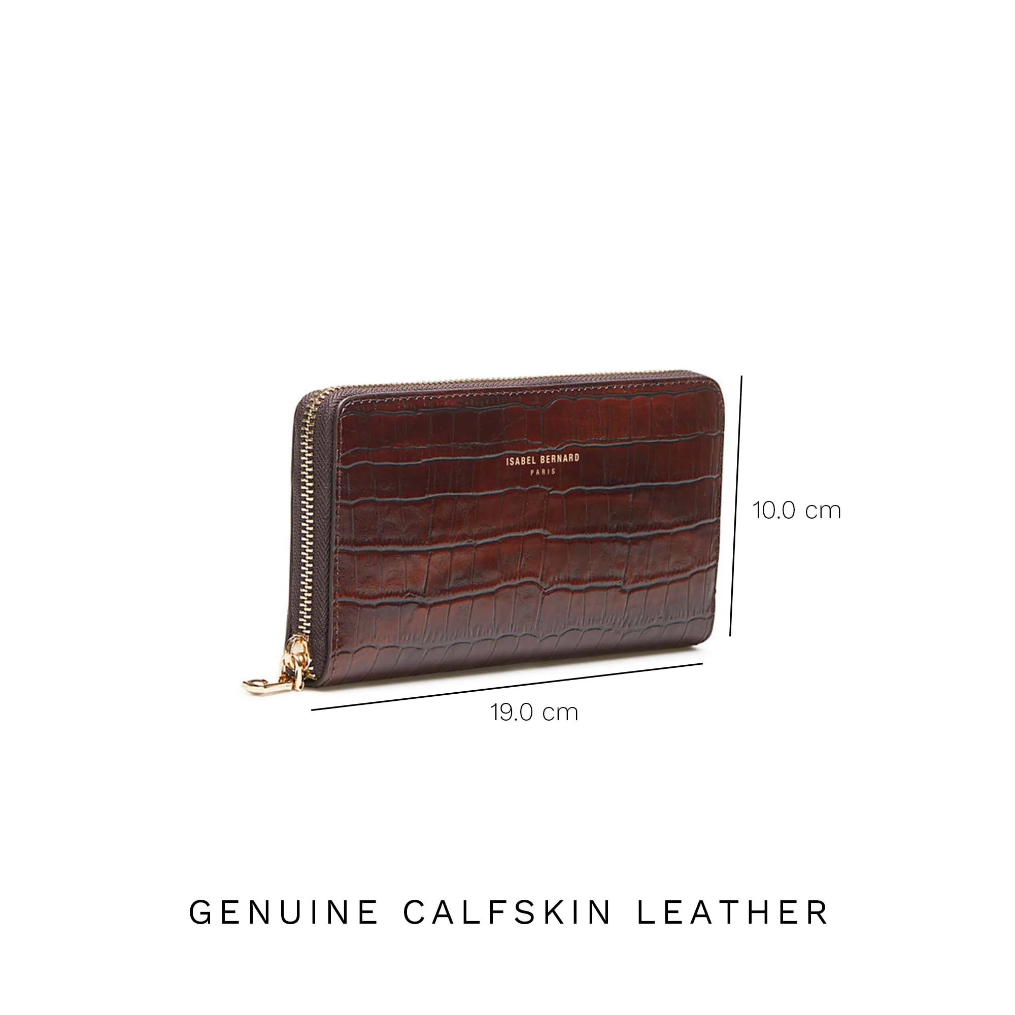 Honoré Léa croco brown calfskin leather zipper wallet - Image 8