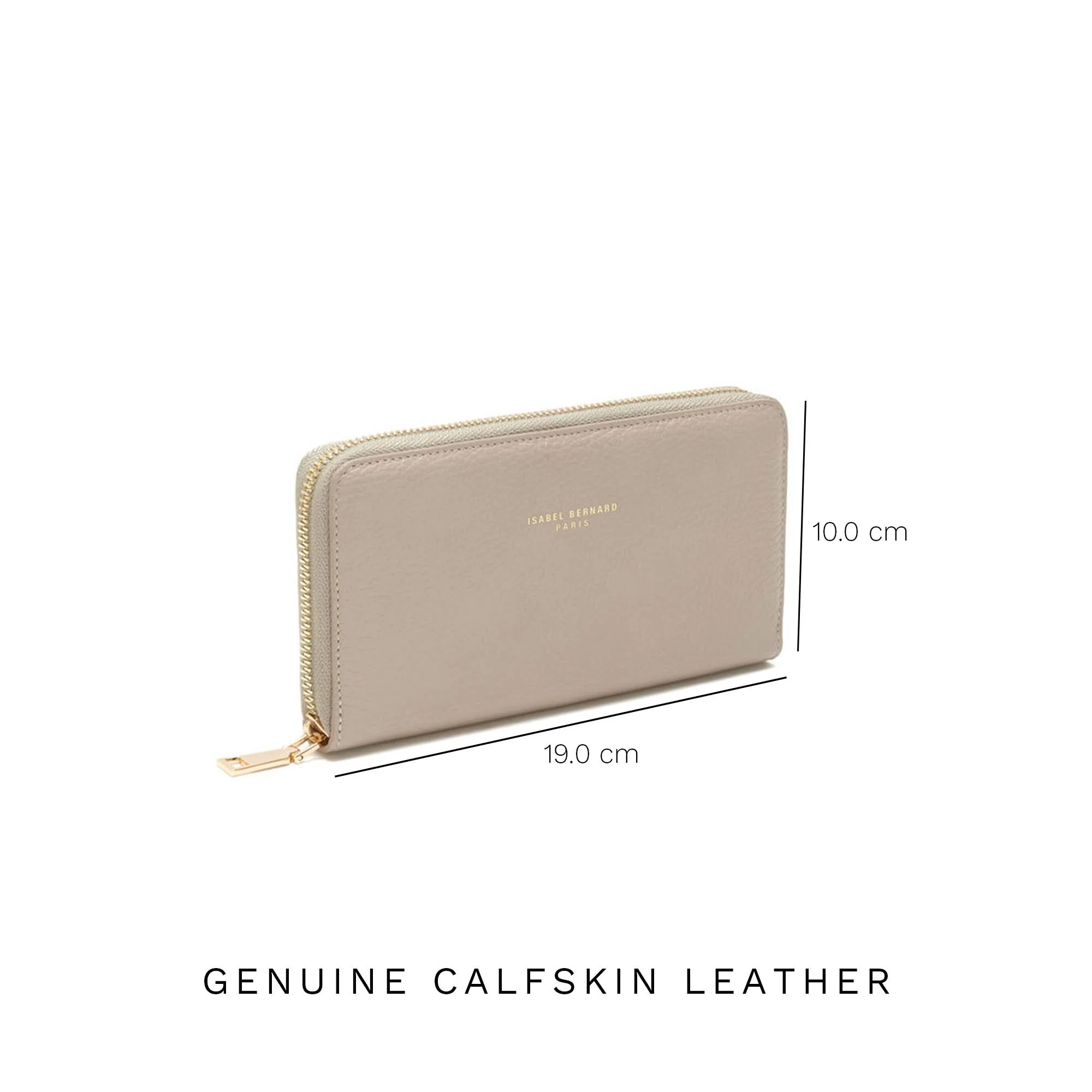 Honoré Léa taupe calfskin leather zipper wallet - Image 6