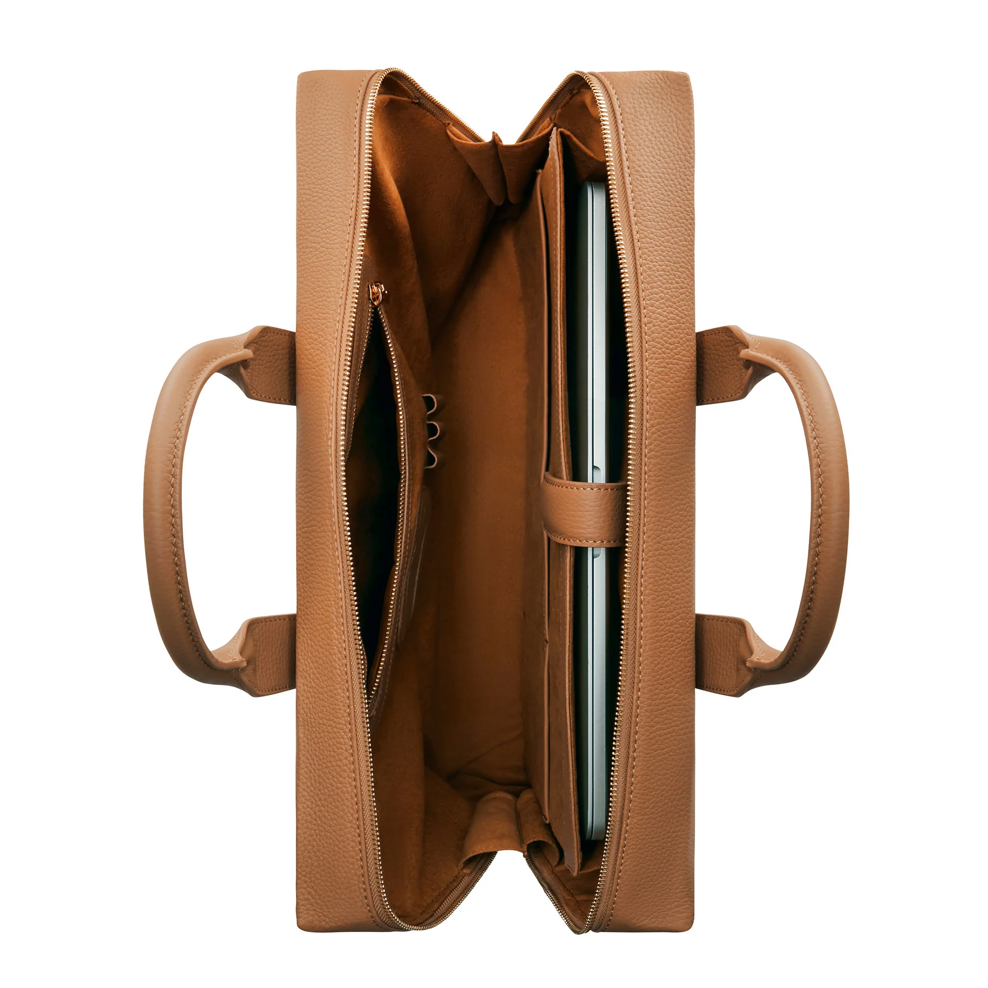 Honoré Anique camel calfskin leather handbag with 16.4 inch laptop pocket - Image 5