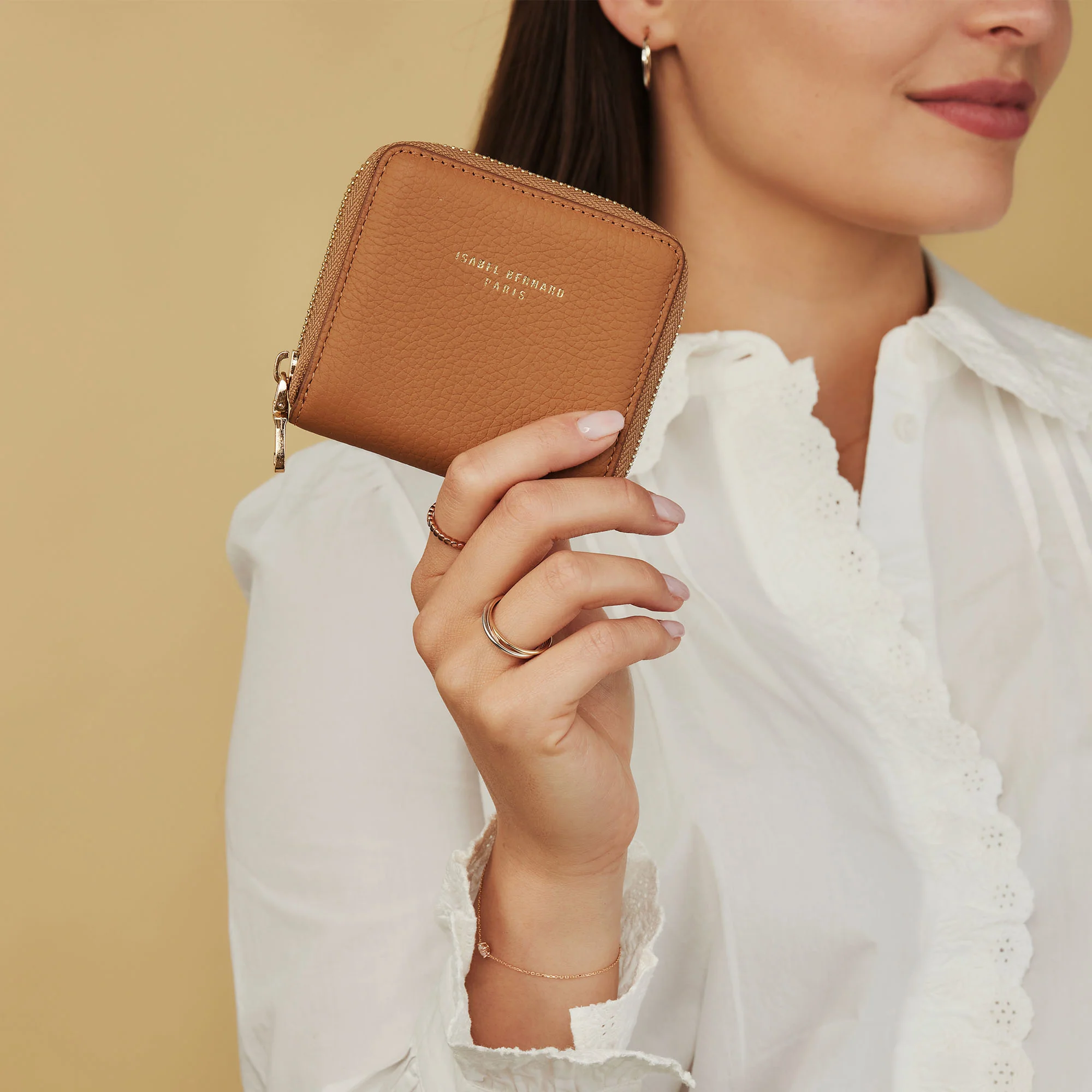Honoré Jules camel calfskin leather zipper wallet - Image 3