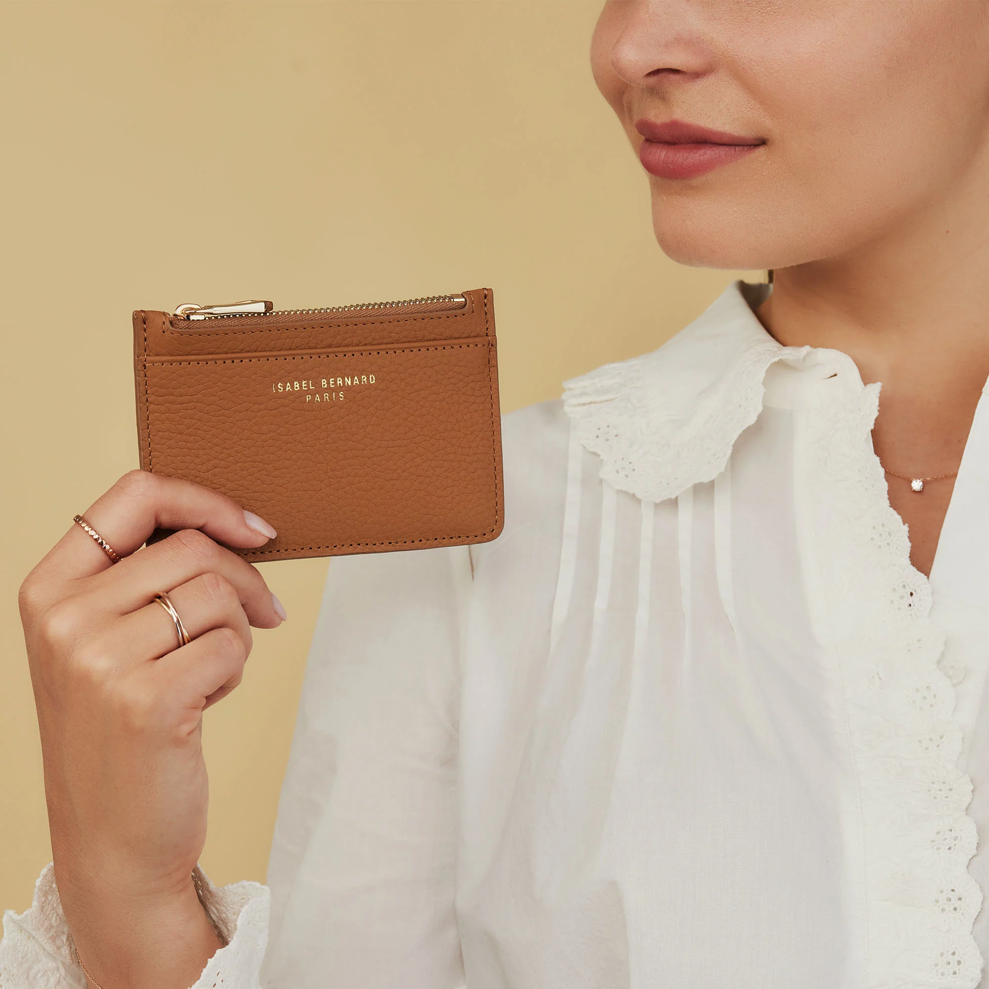 Honoré Aveline camel calfskin leather card holder - Image 4