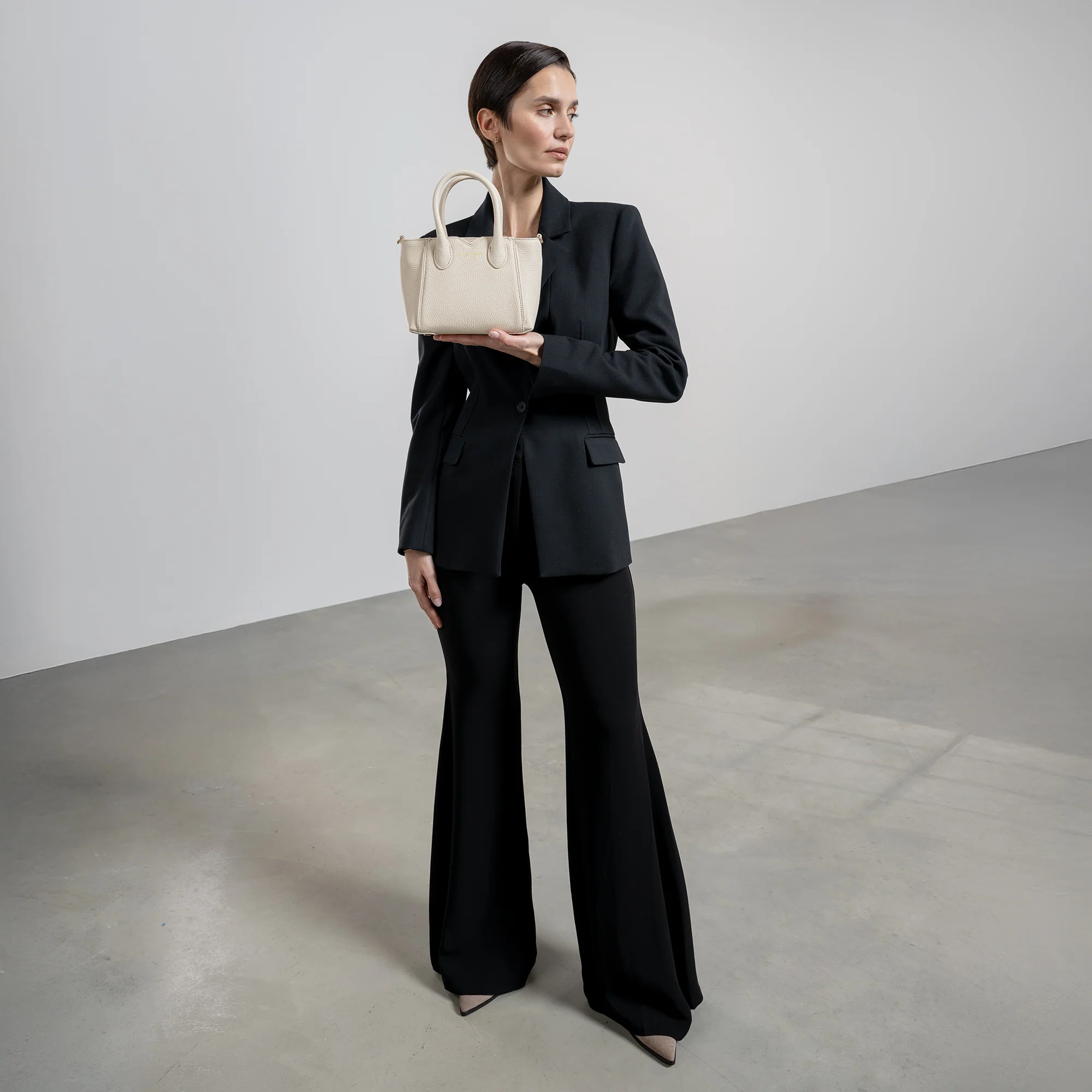 Honoré Cloe Mini cream calfskin leather handbag - Image 3