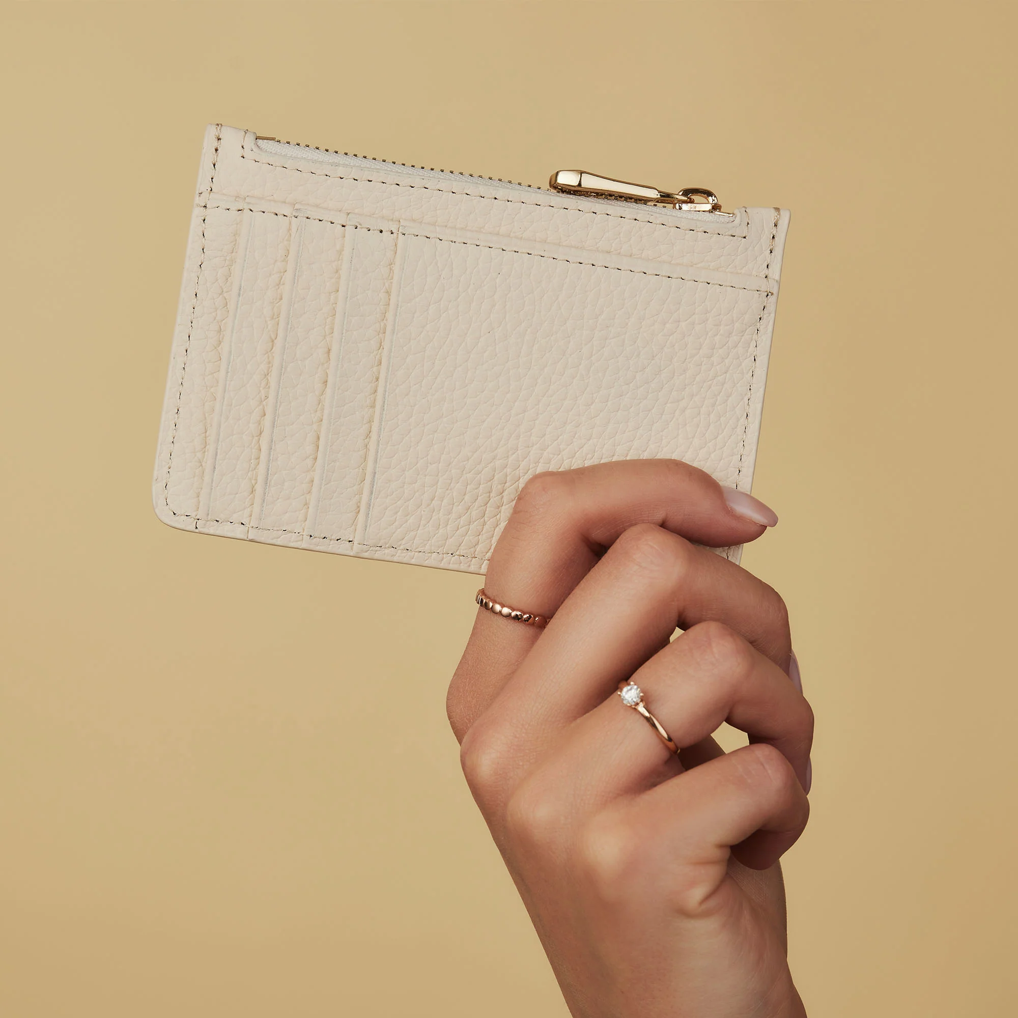 Honoré Aveline cream calfskin leather card holder - Image 3