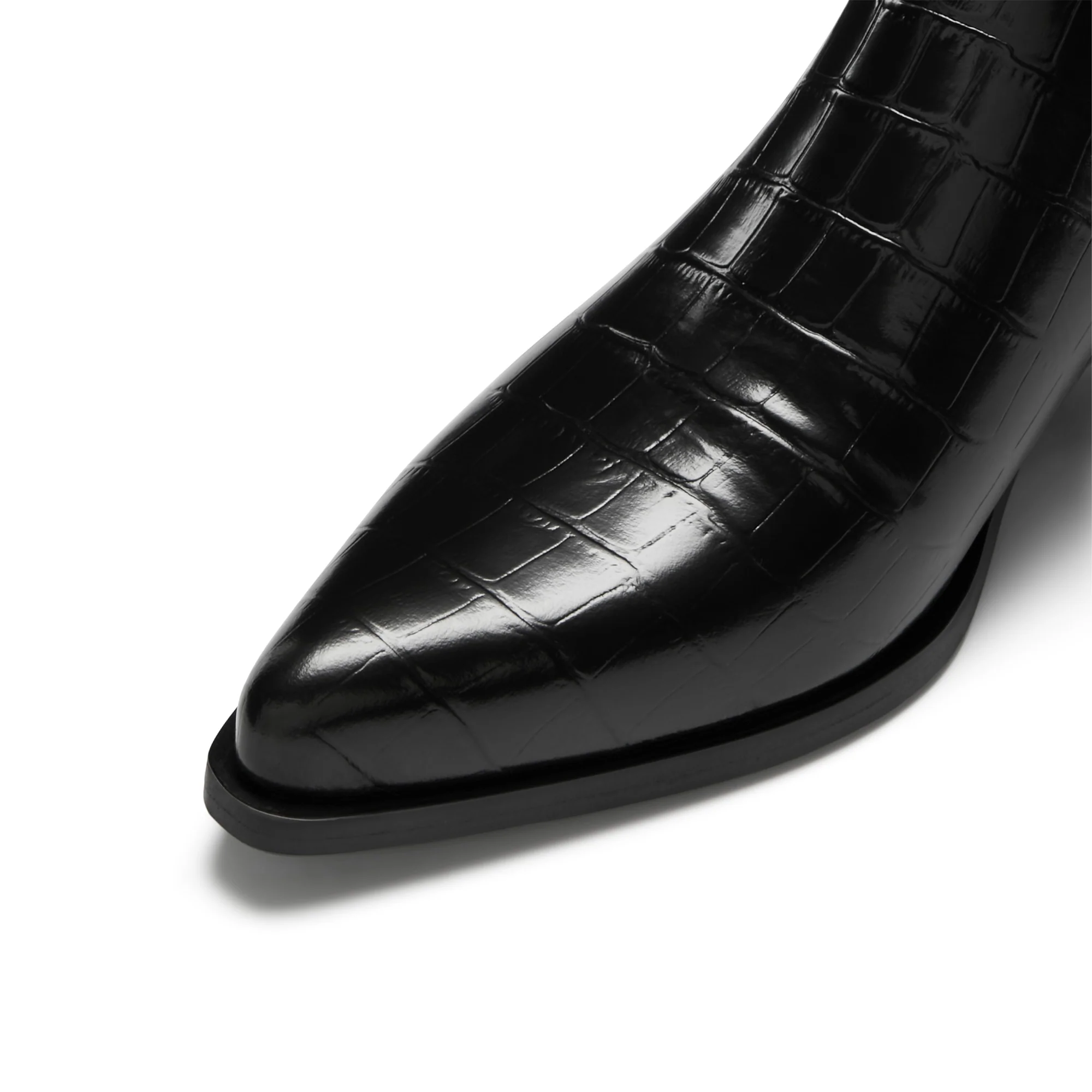 Vendôme Amandine croco black calfskin leather boots - Image 9