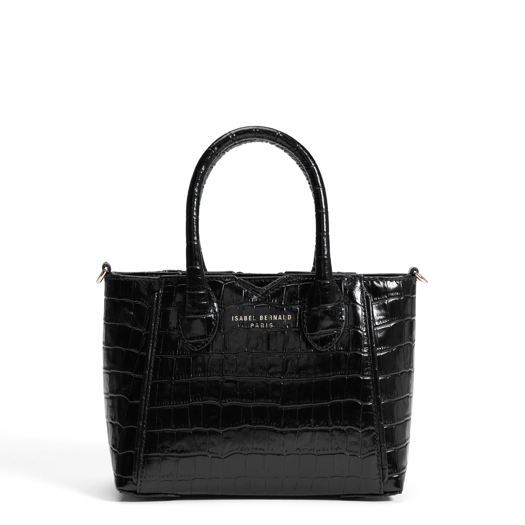 Honoré Cloe Mini croco black calfskin leather handbag