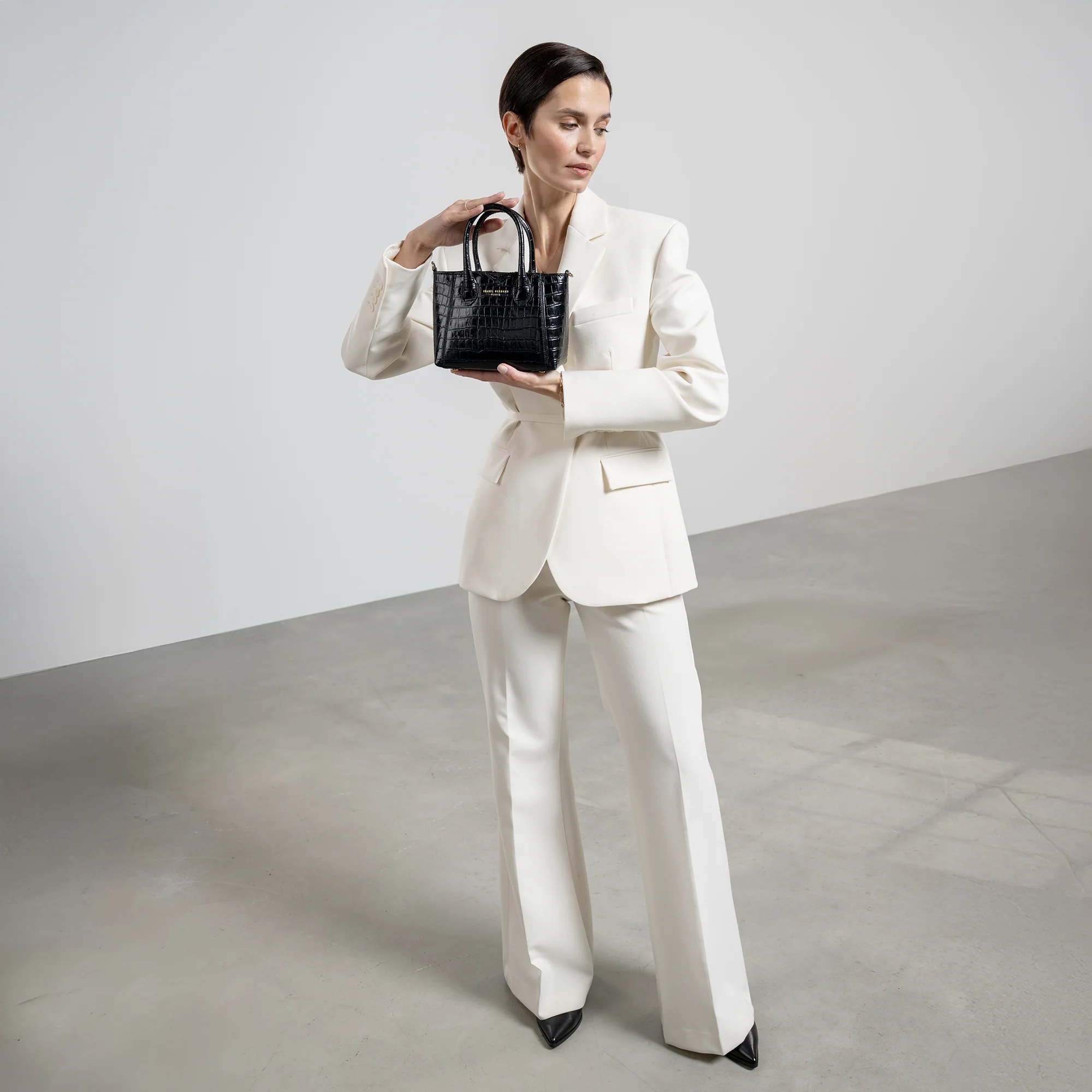 Honoré Cloe Mini croco black calfskin leather handbag - Image 3