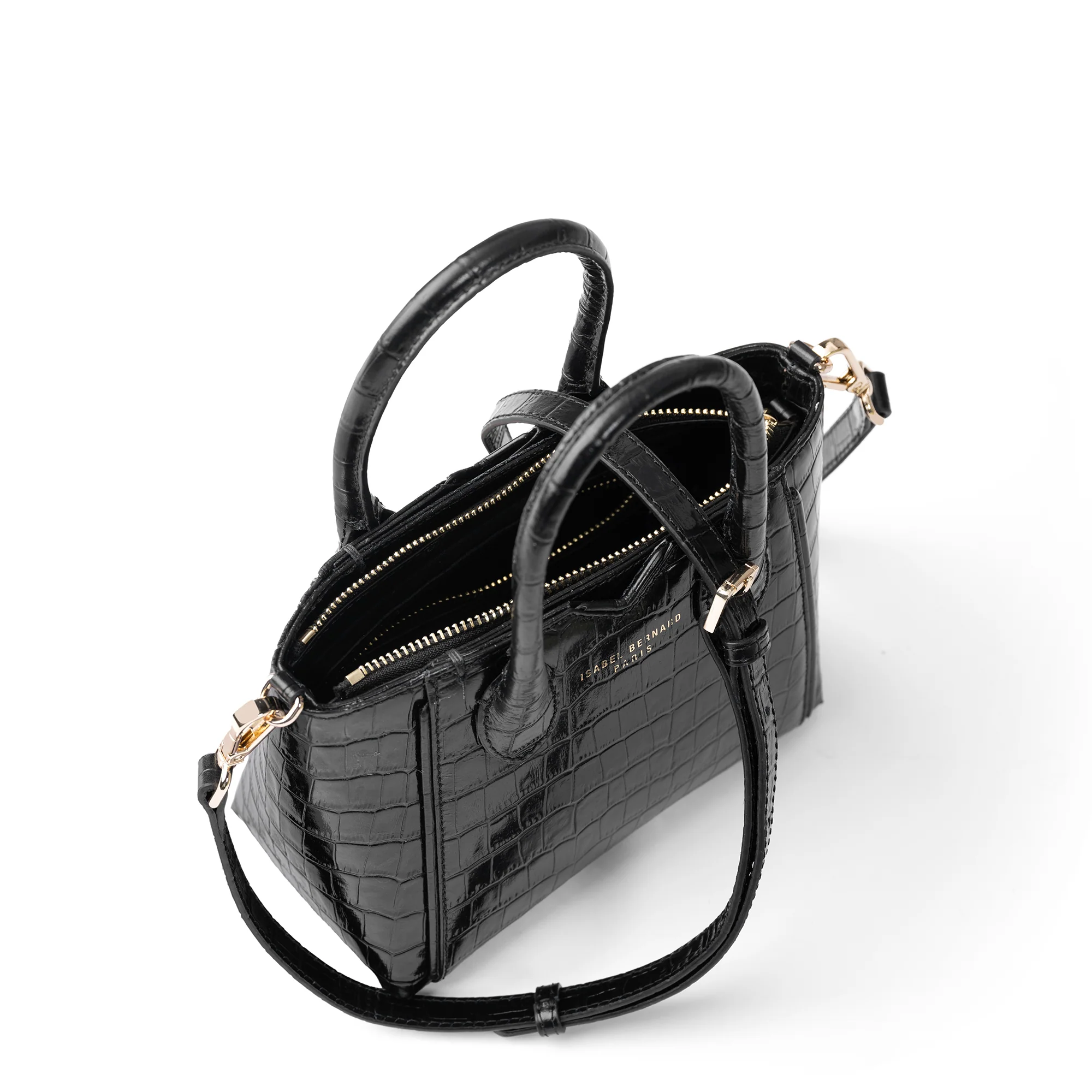 Honoré Cloe Mini croco black calfskin leather handbag - Image 9