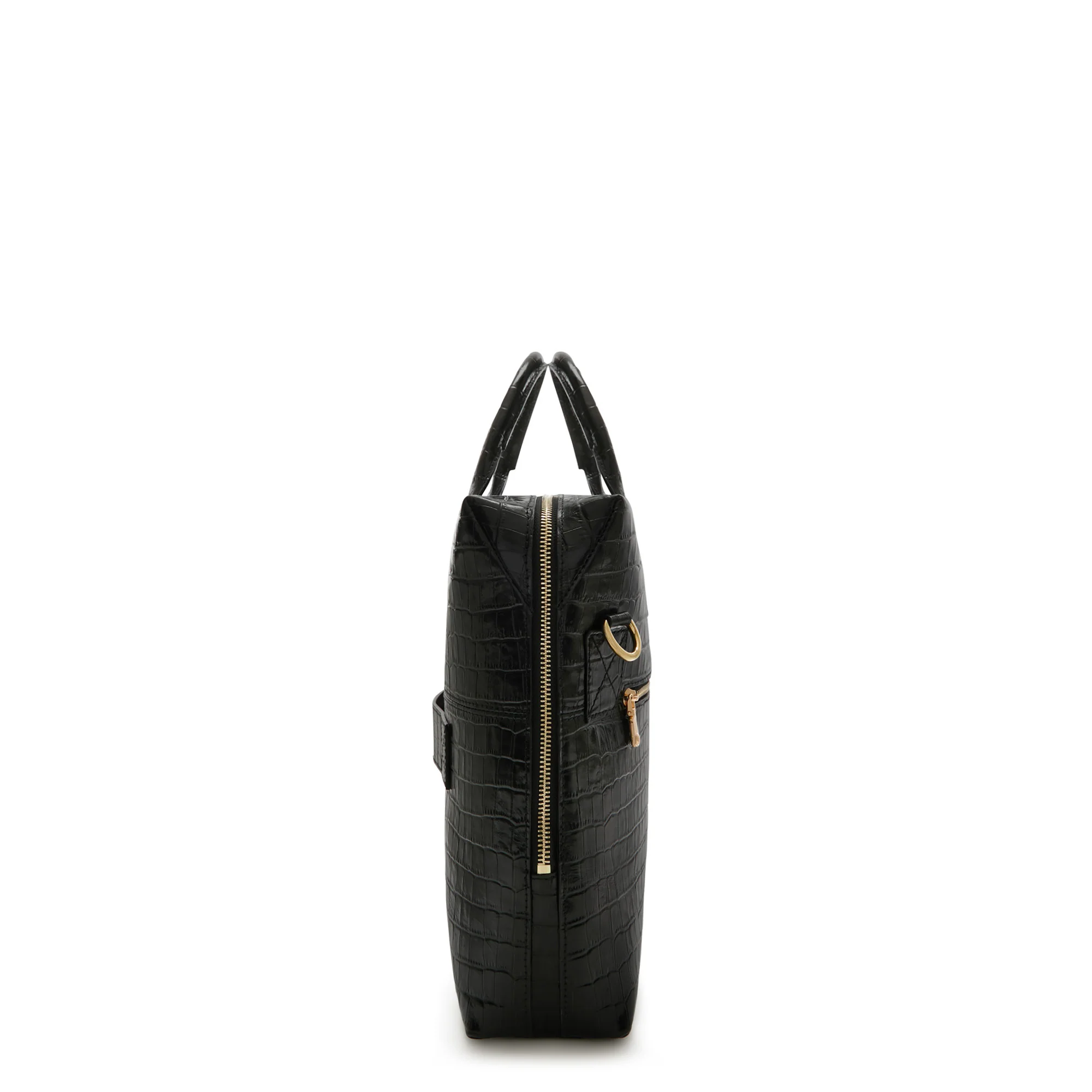 Honoré Anique croco black leather handbag with 16.4 inch laptop pocket - Image 4