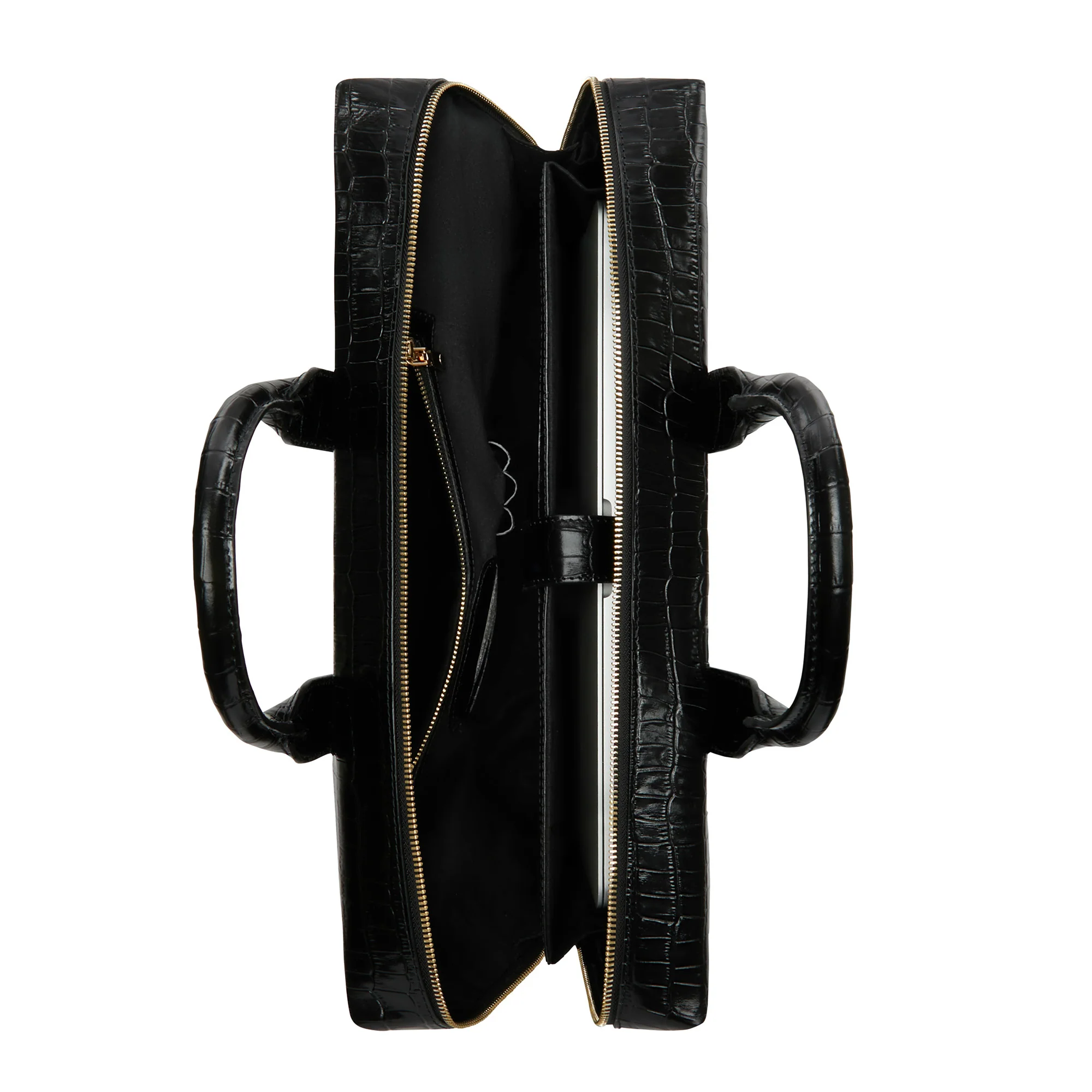 Honoré Anique croco black leather handbag with 16.4 inch laptop pocket - Image 6