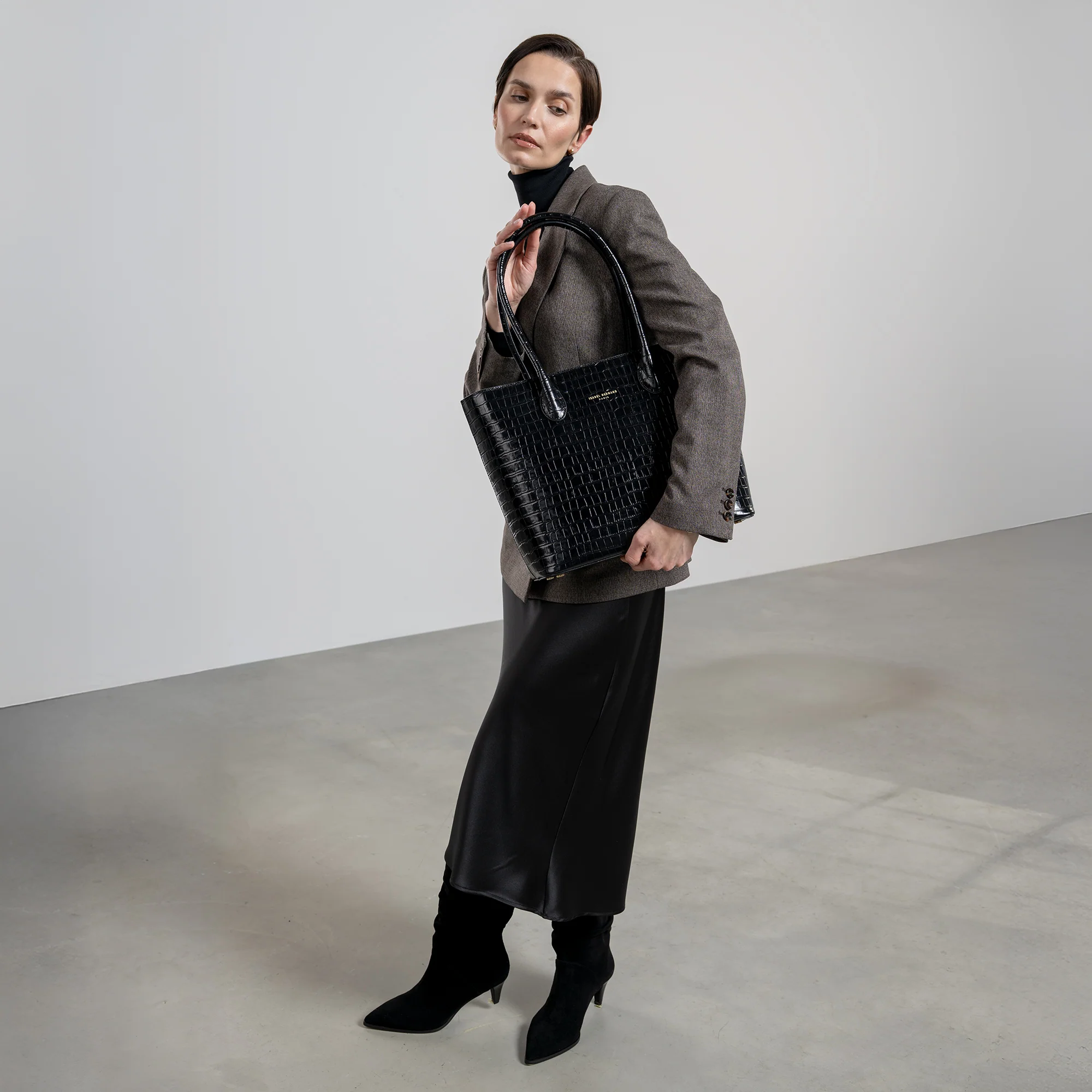 Honoré Lysanne croco black calfskin leather shopper - Image 4