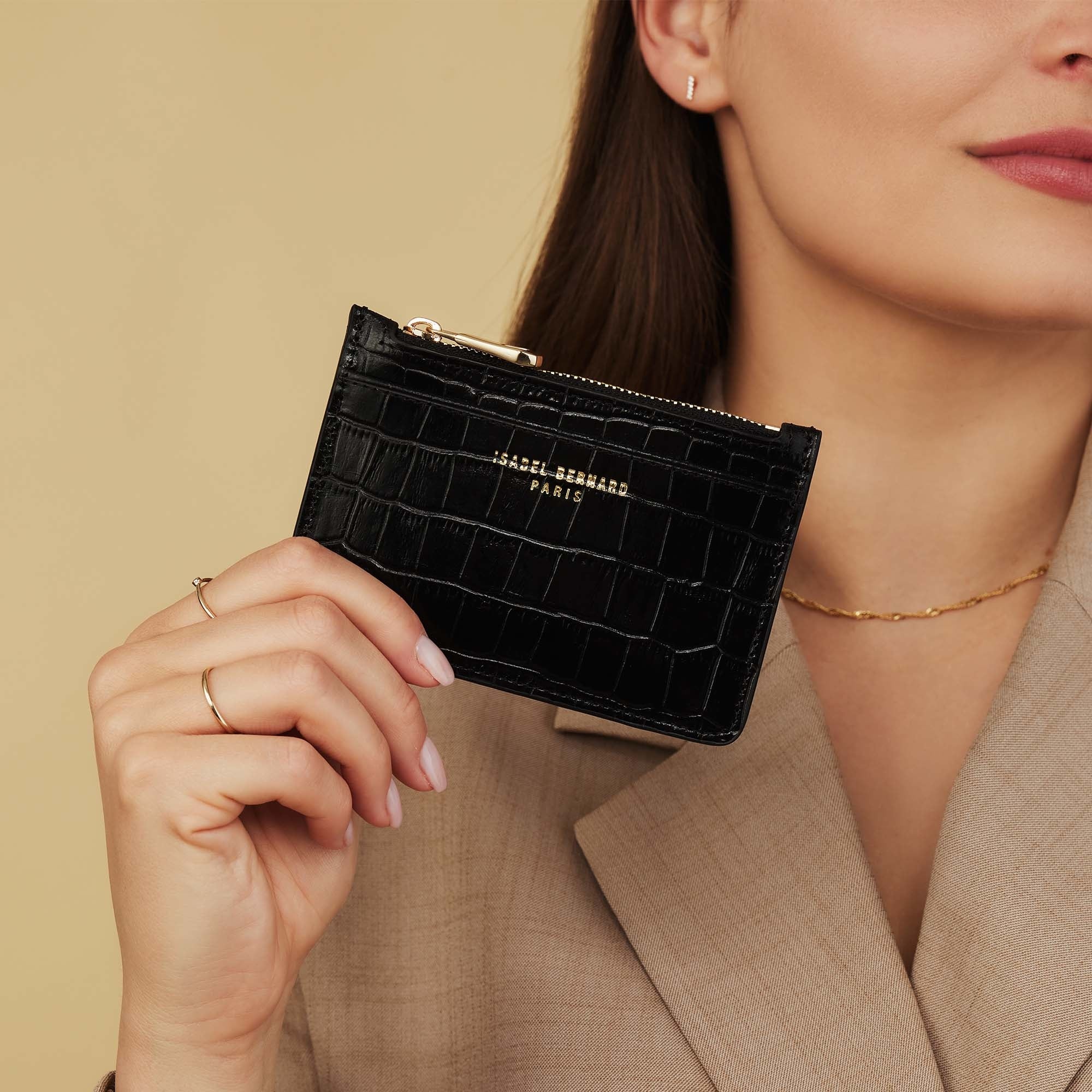 Honoré Aveline croco black calfskin leather card holder - Image 4
