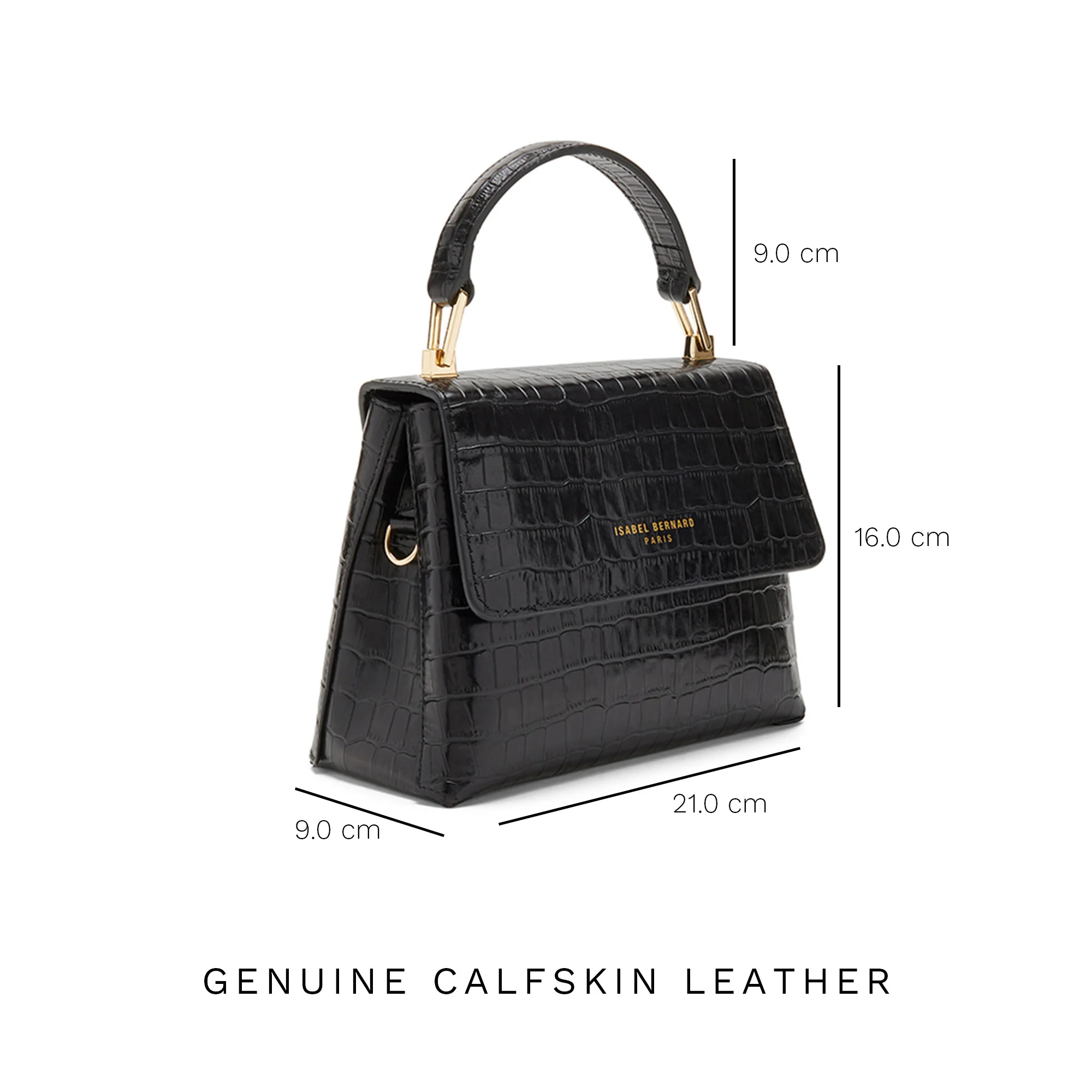 Femme Forte Heline croco black calfskin leather handbag - Image 8