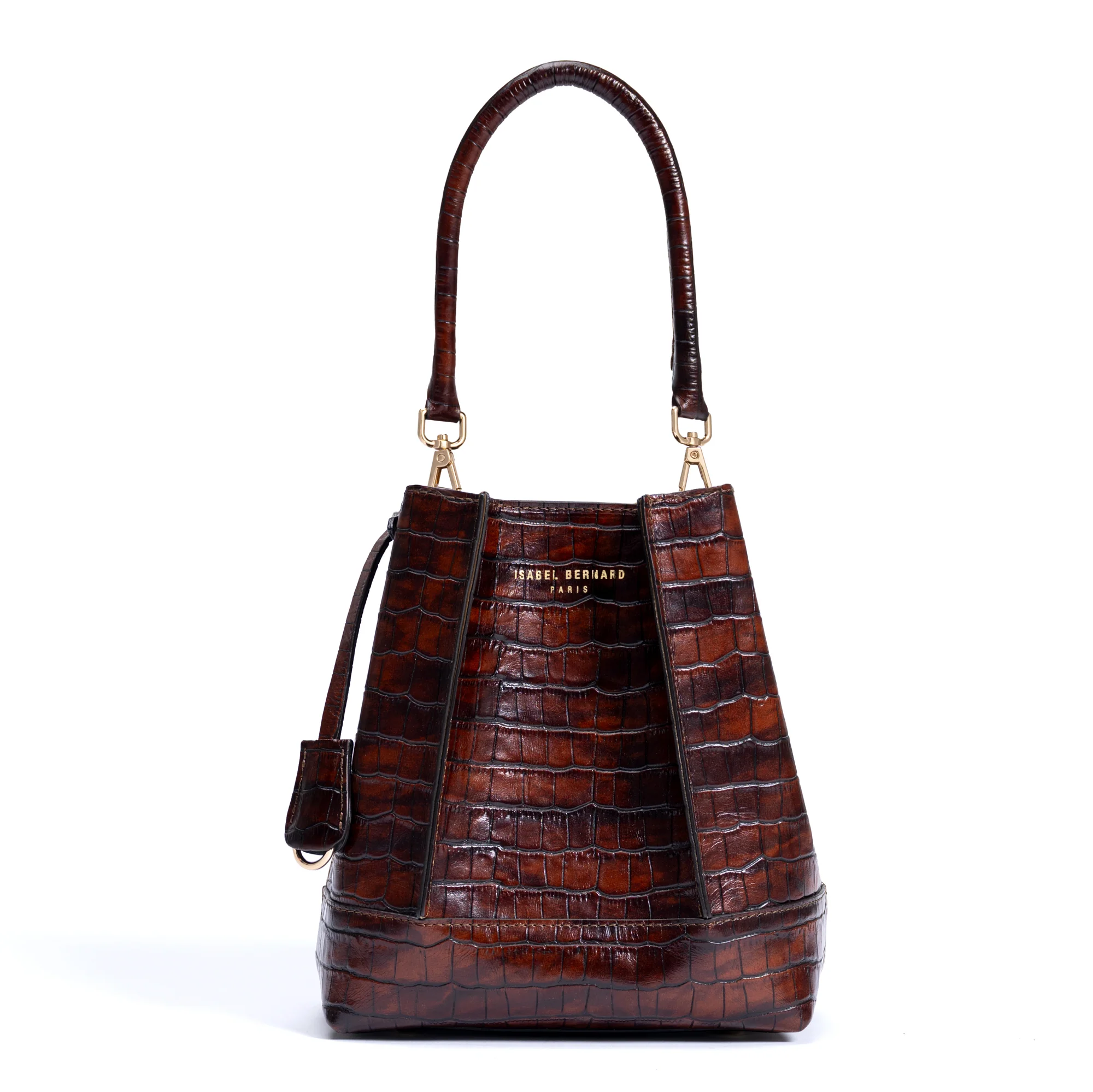 Femme Forte Minette croco brown calfskin leather handbag