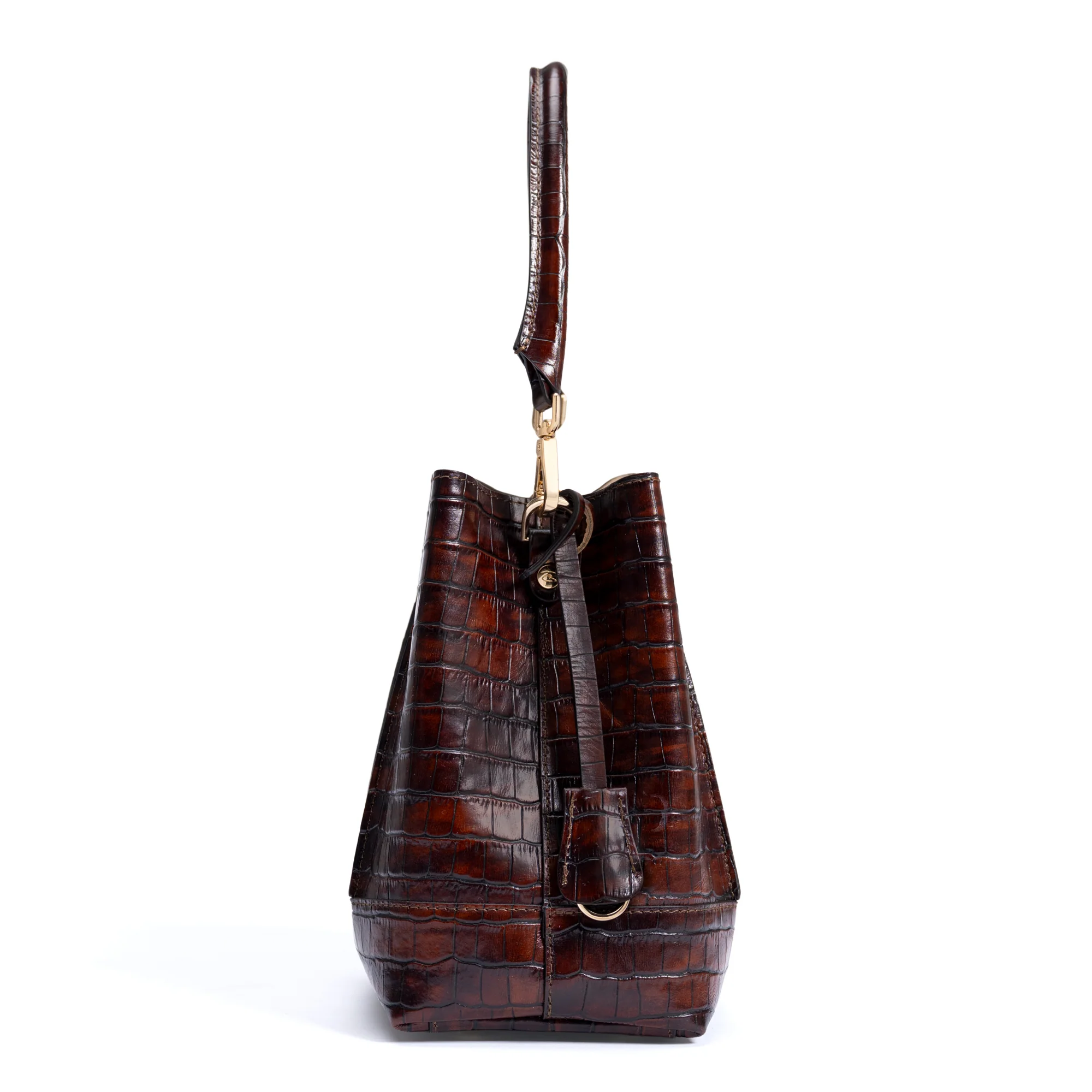 Femme Forte Minette croco brown calfskin leather handbag - Image 4