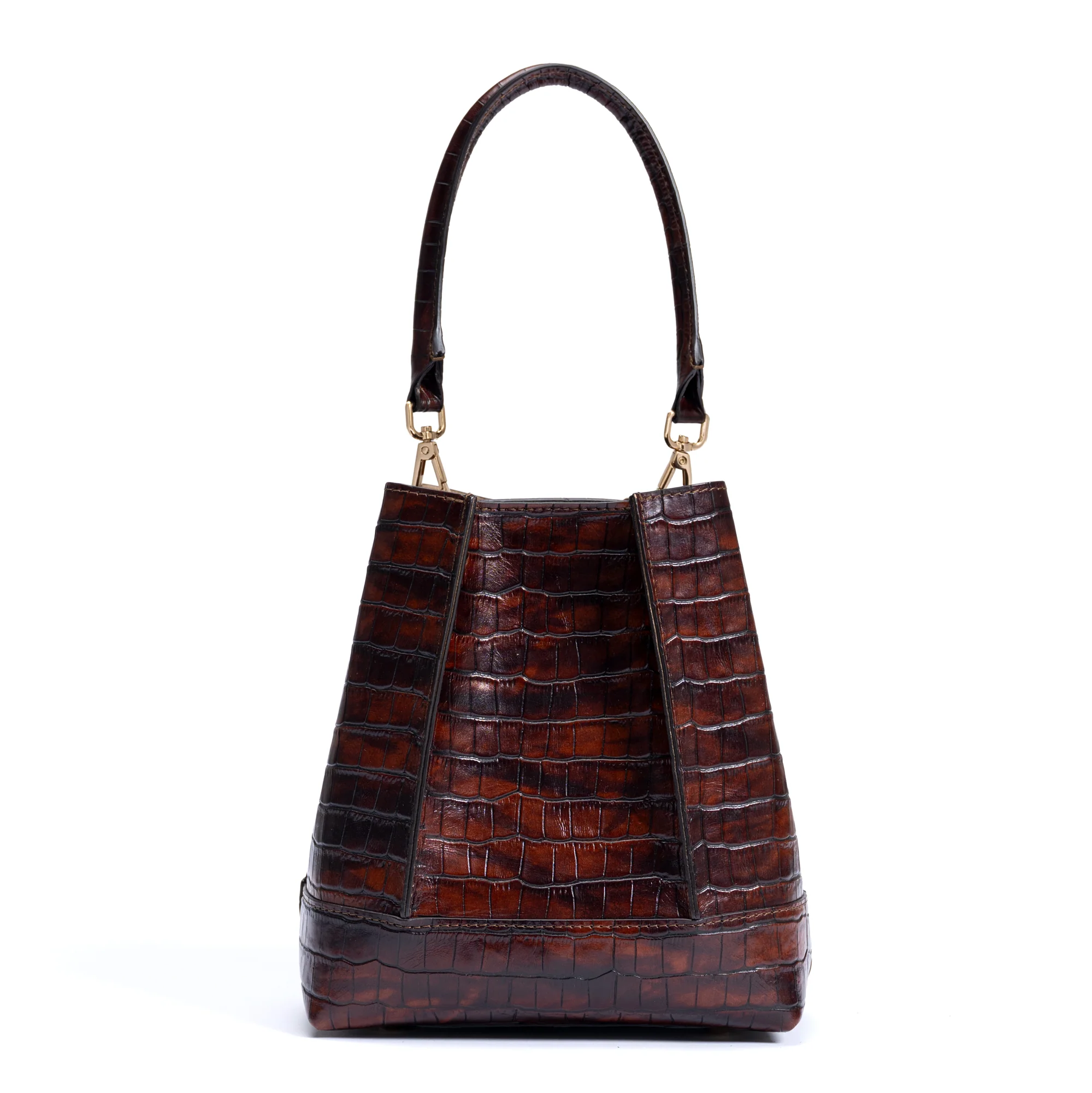 Femme Forte Minette croco brown calfskin leather handbag - Image 5