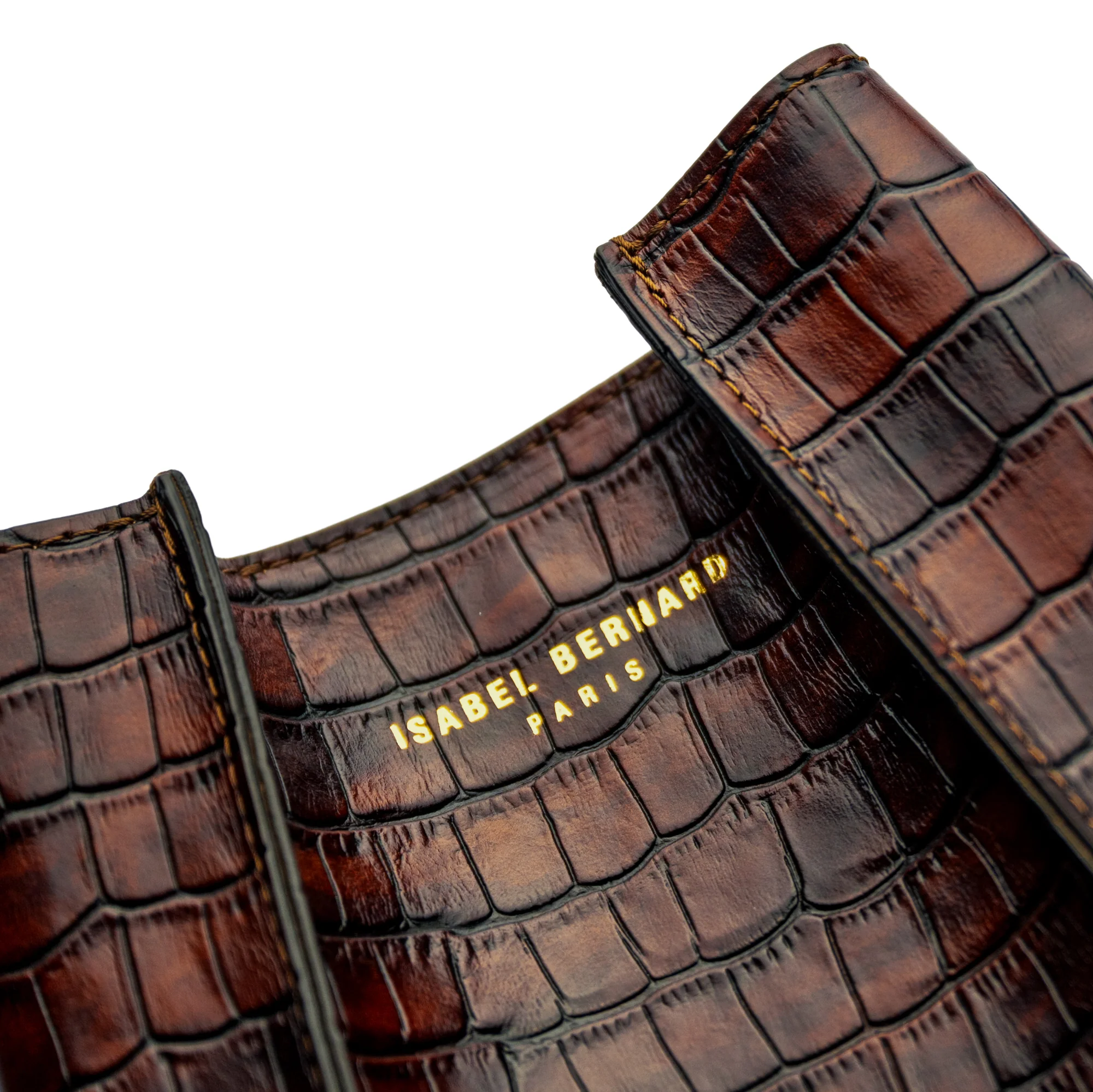 Femme Forte Minette croco brown calfskin leather handbag - Image 6