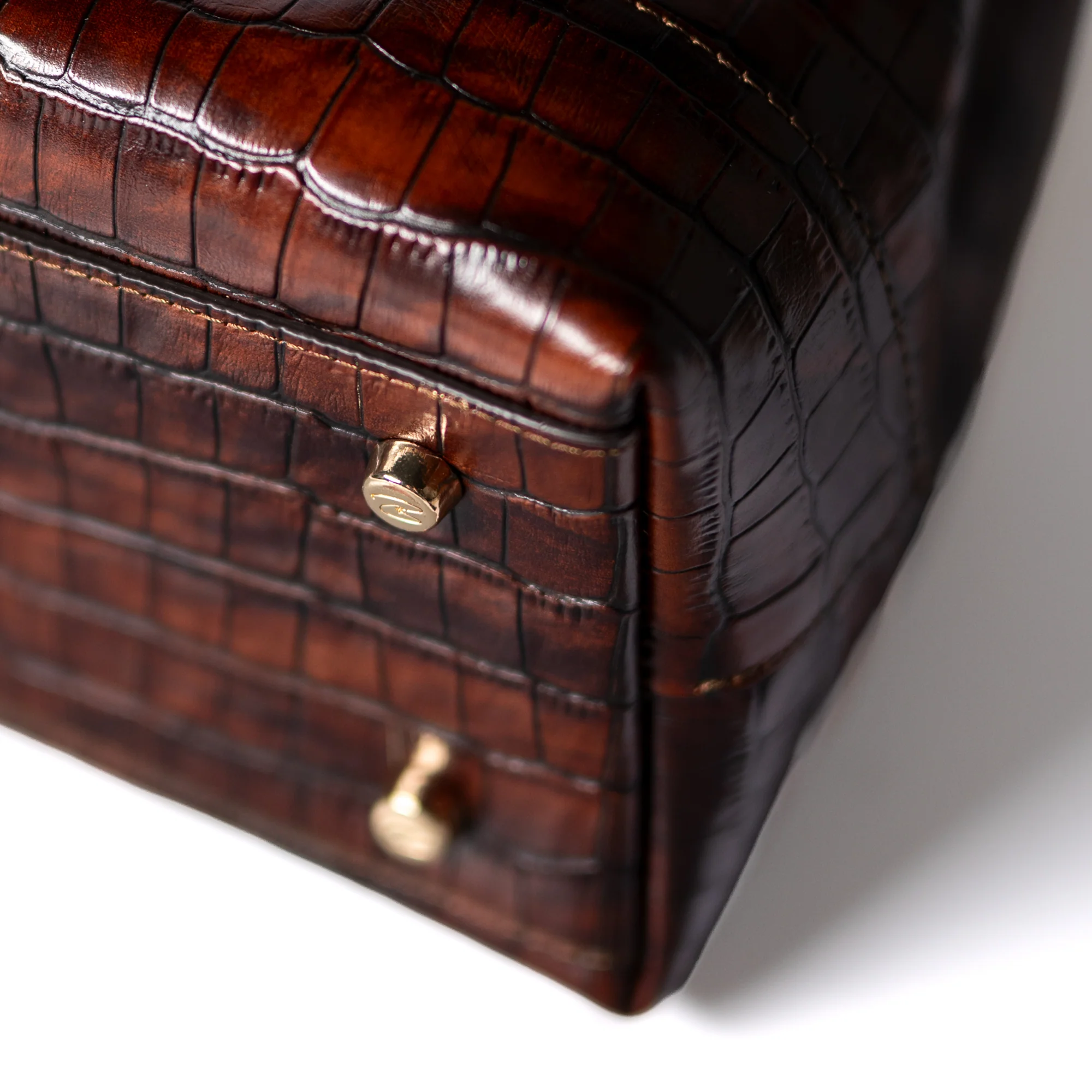 Femme Forte Minette croco brown calfskin leather handbag - Image 7