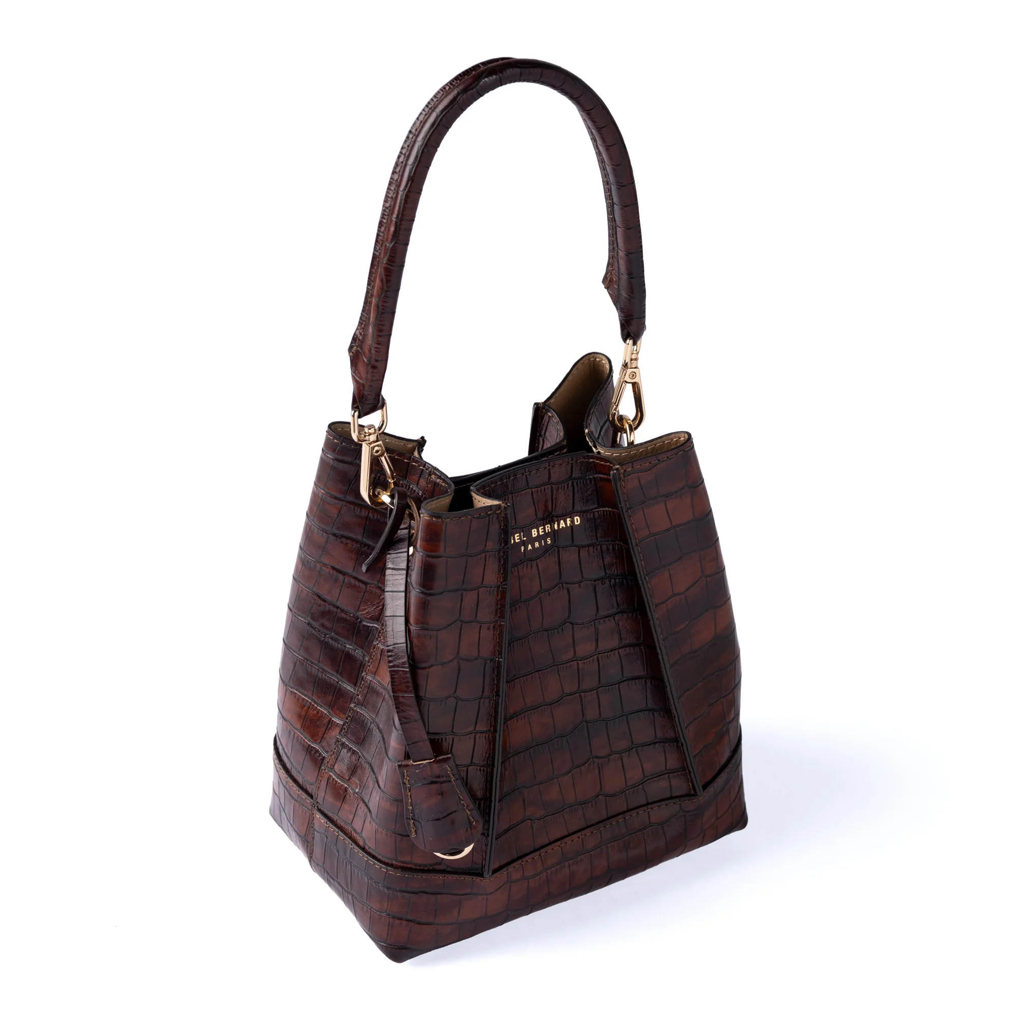 Femme Forte Minette croco brown calfskin leather handbag - Image 8
