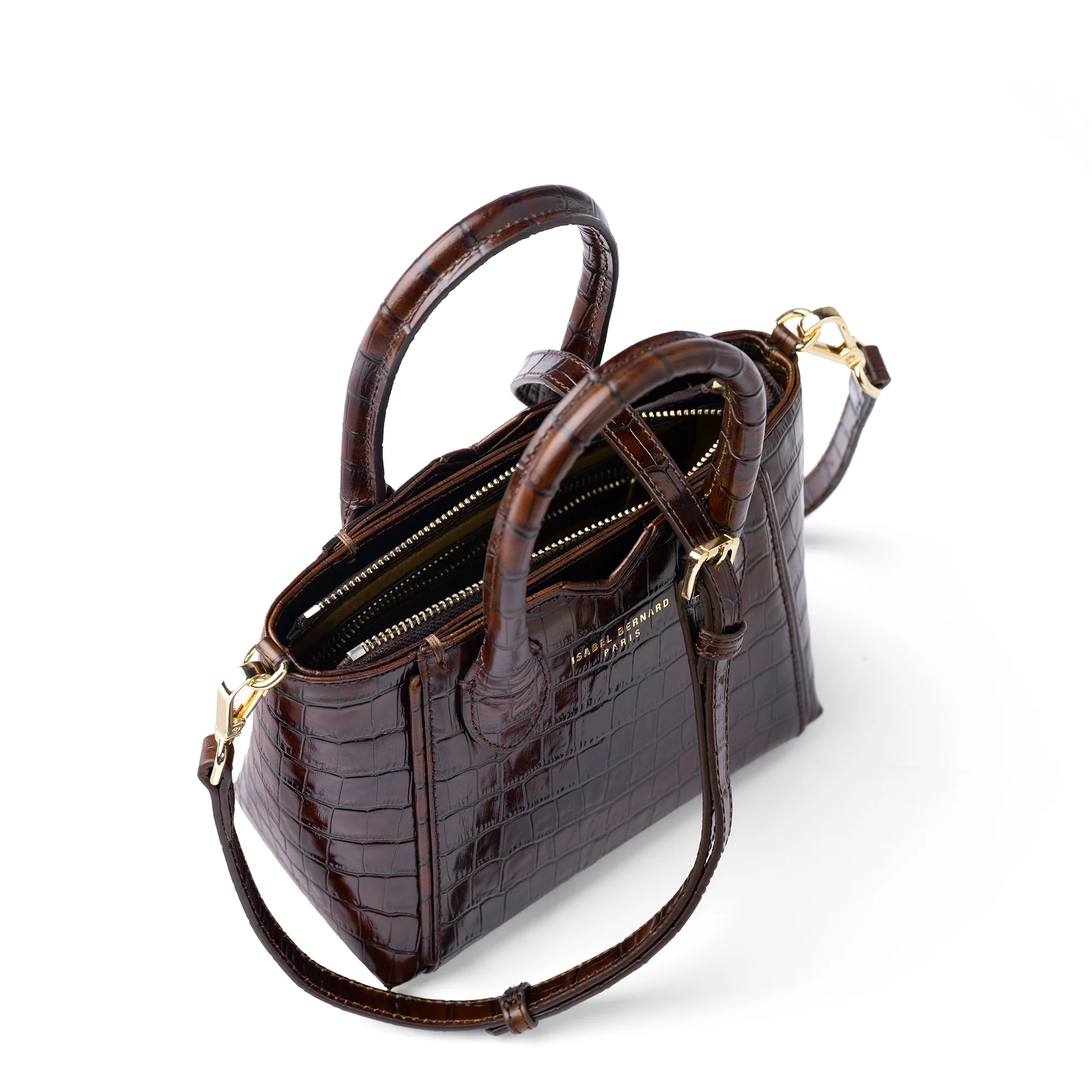 Honoré Cloe Mini croco brown calfskin leather handbag - Image 10