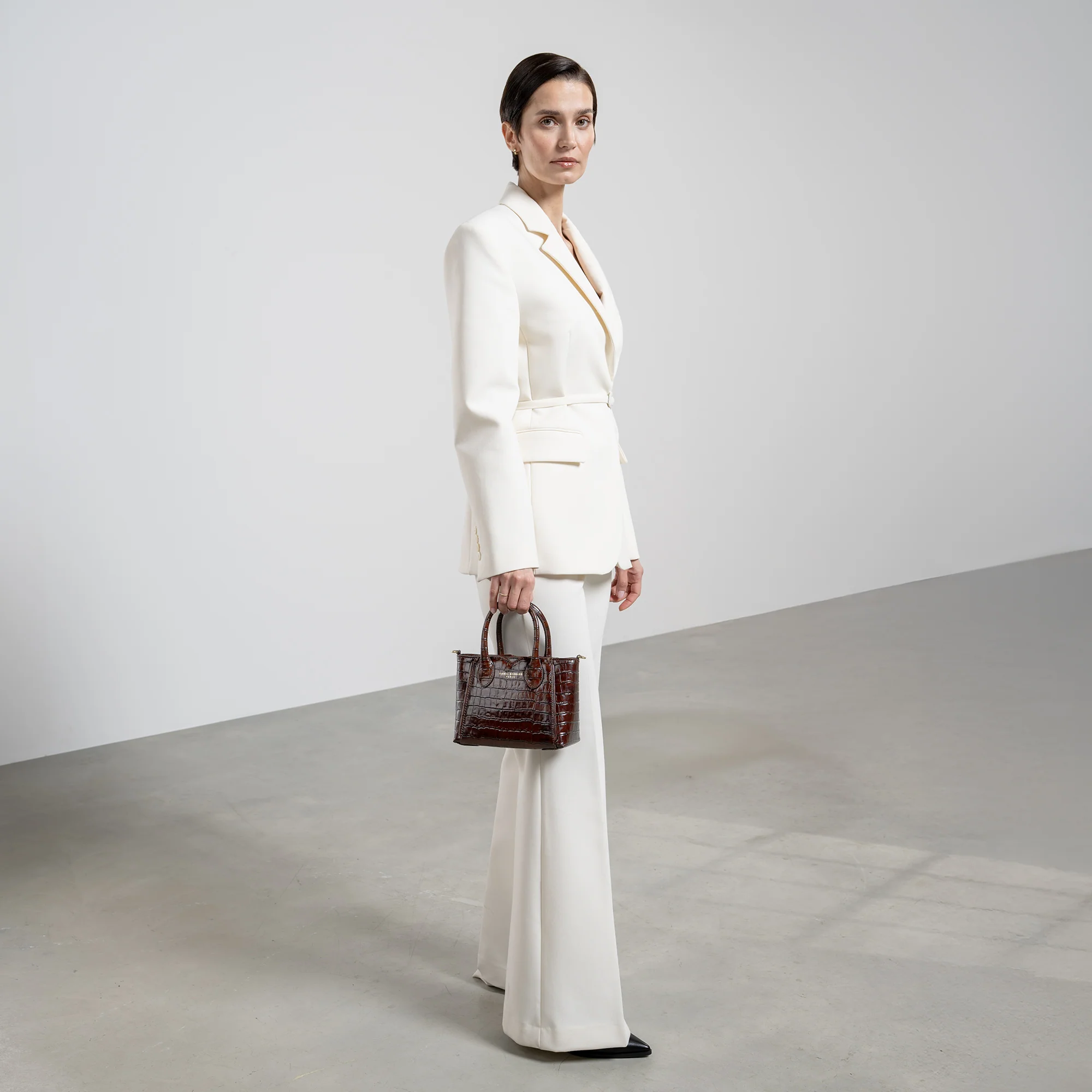 Honoré Cloe Mini croco brown calfskin leather handbag - Image 3