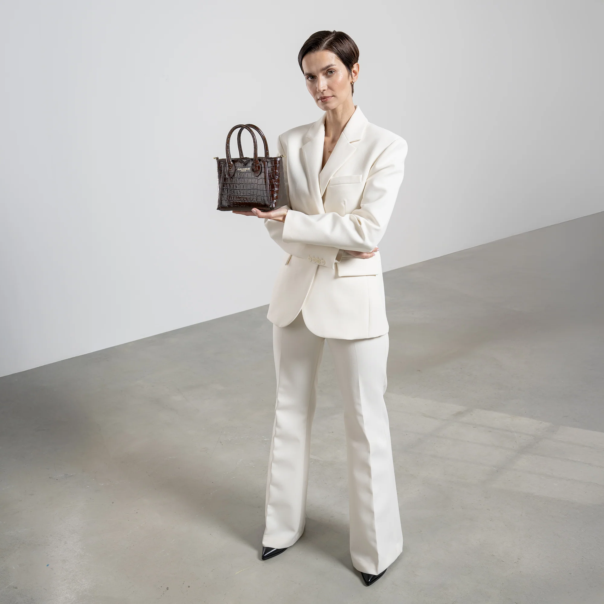 Honoré Cloe Mini croco brown calfskin leather handbag - Image 4