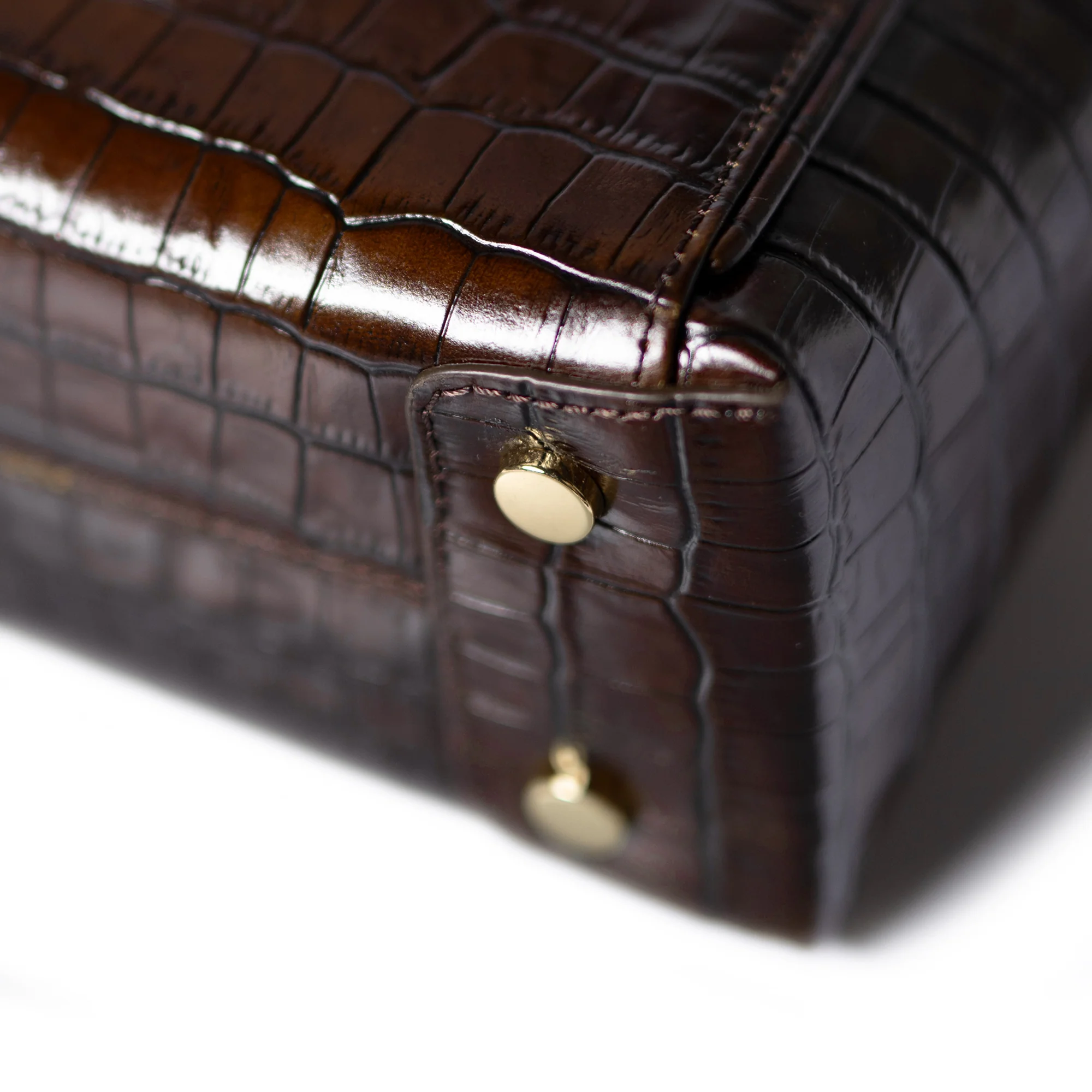 Honoré Cloe Mini croco brown calfskin leather handbag - Image 8