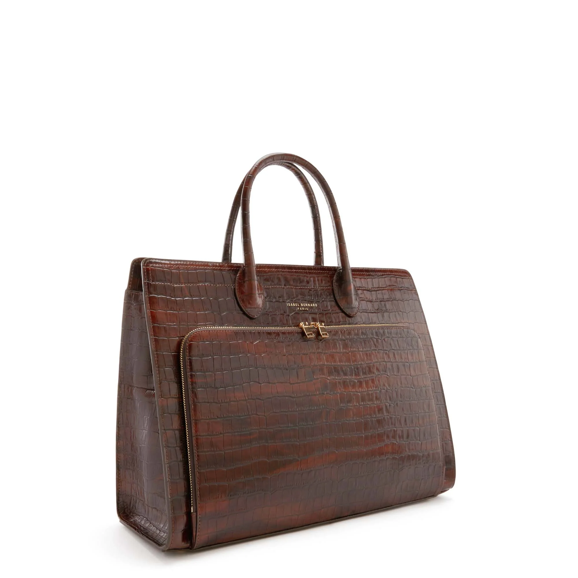 Honoré Nadine croco brown leather handbag with 16.4 inch laptop pocket - Image 4