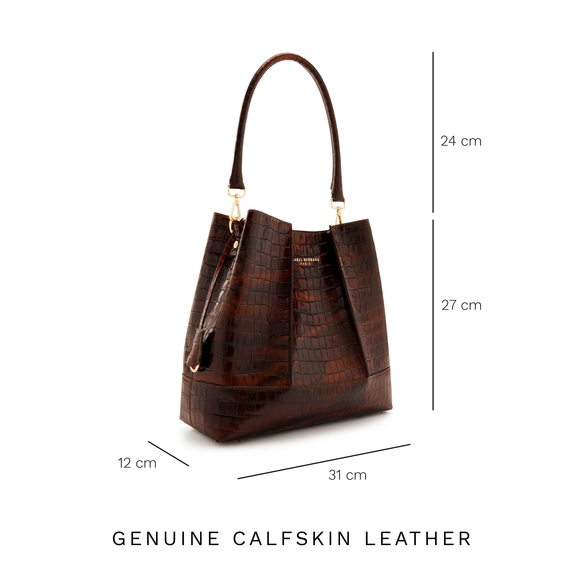 Femme Forte Macie croco brown calfskin leather handbag - Image 9