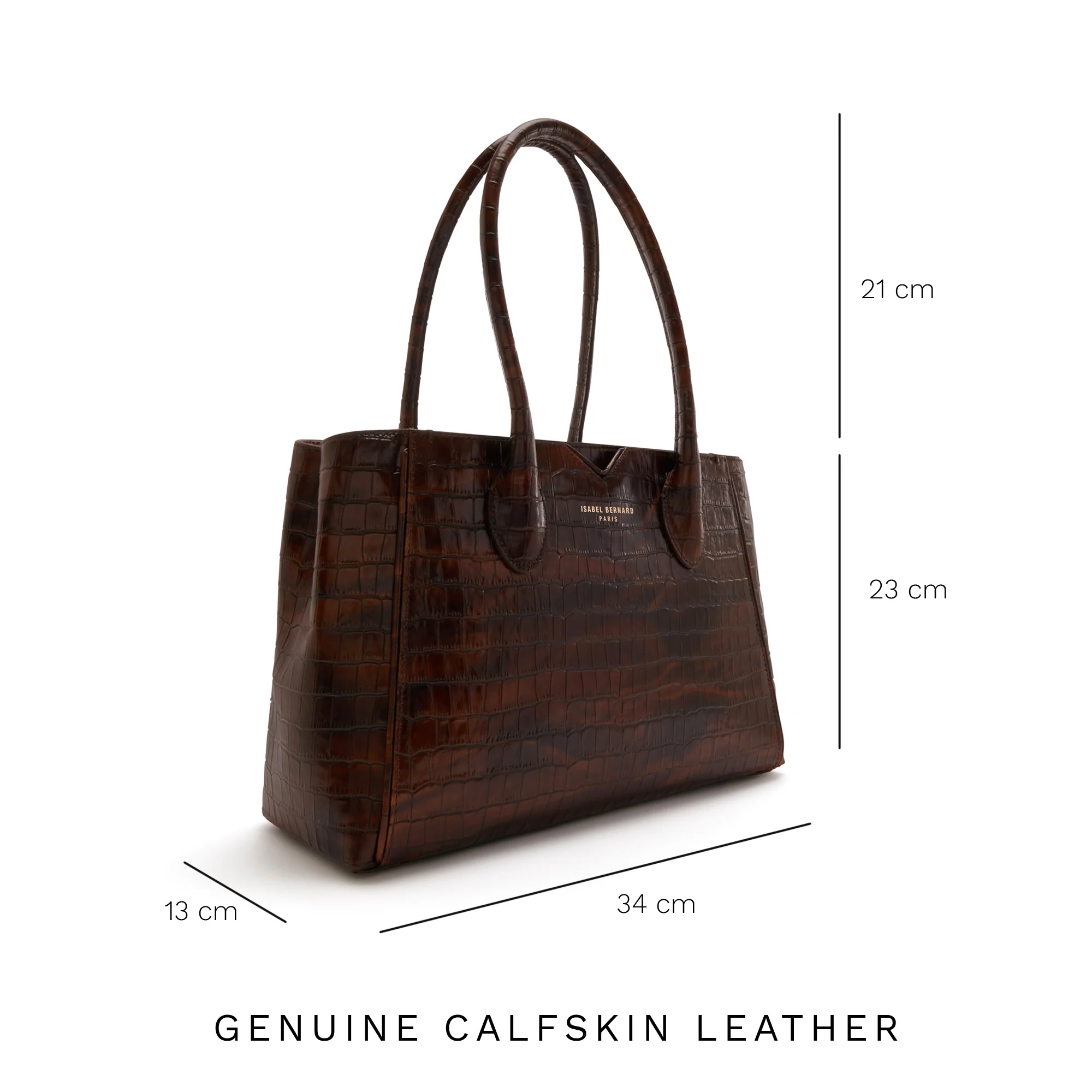 Honoré Cloe Midi croco brown calfskin leather handbag - Image 9