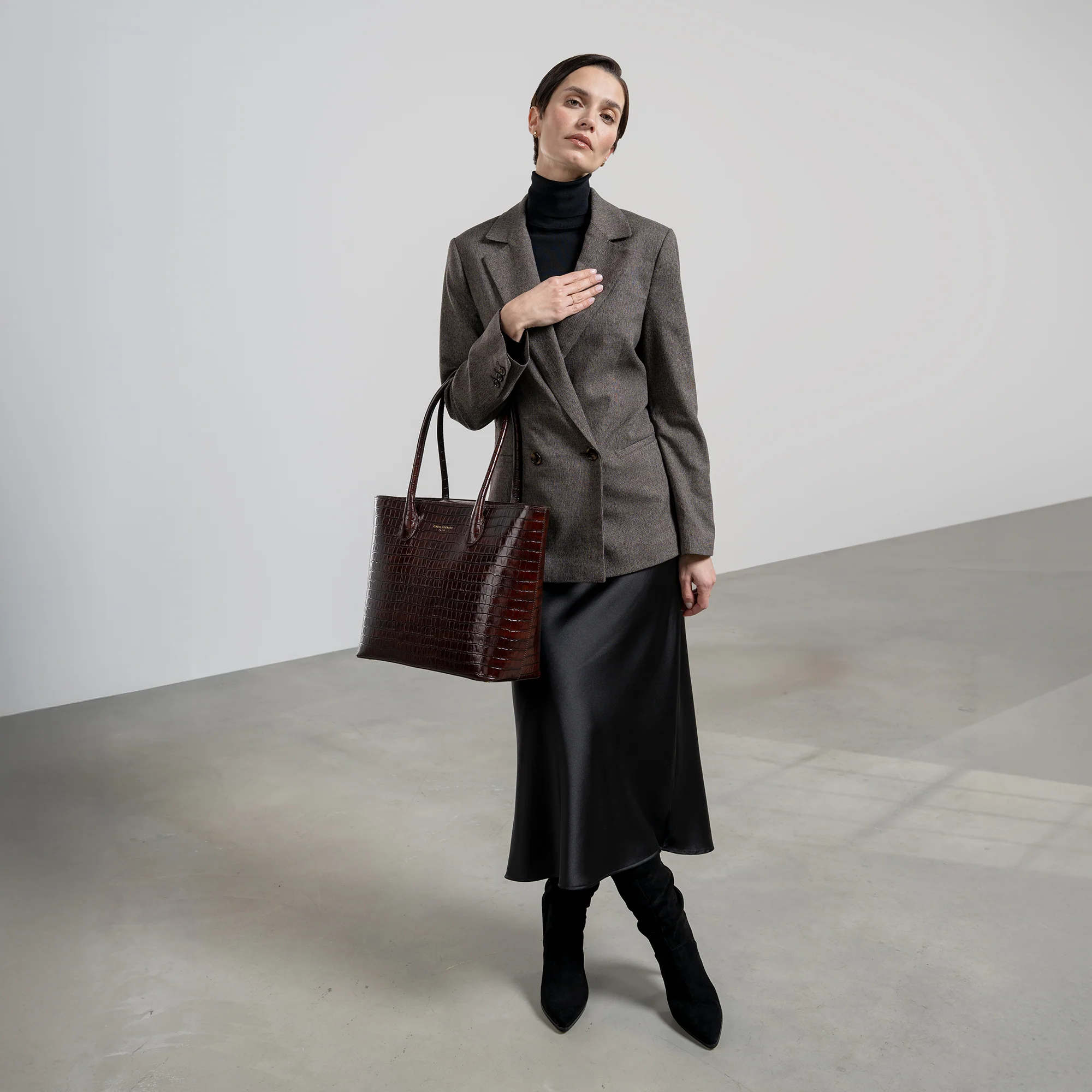 Honoré Lysanne croco brown calfskin leather shopper - Image 3