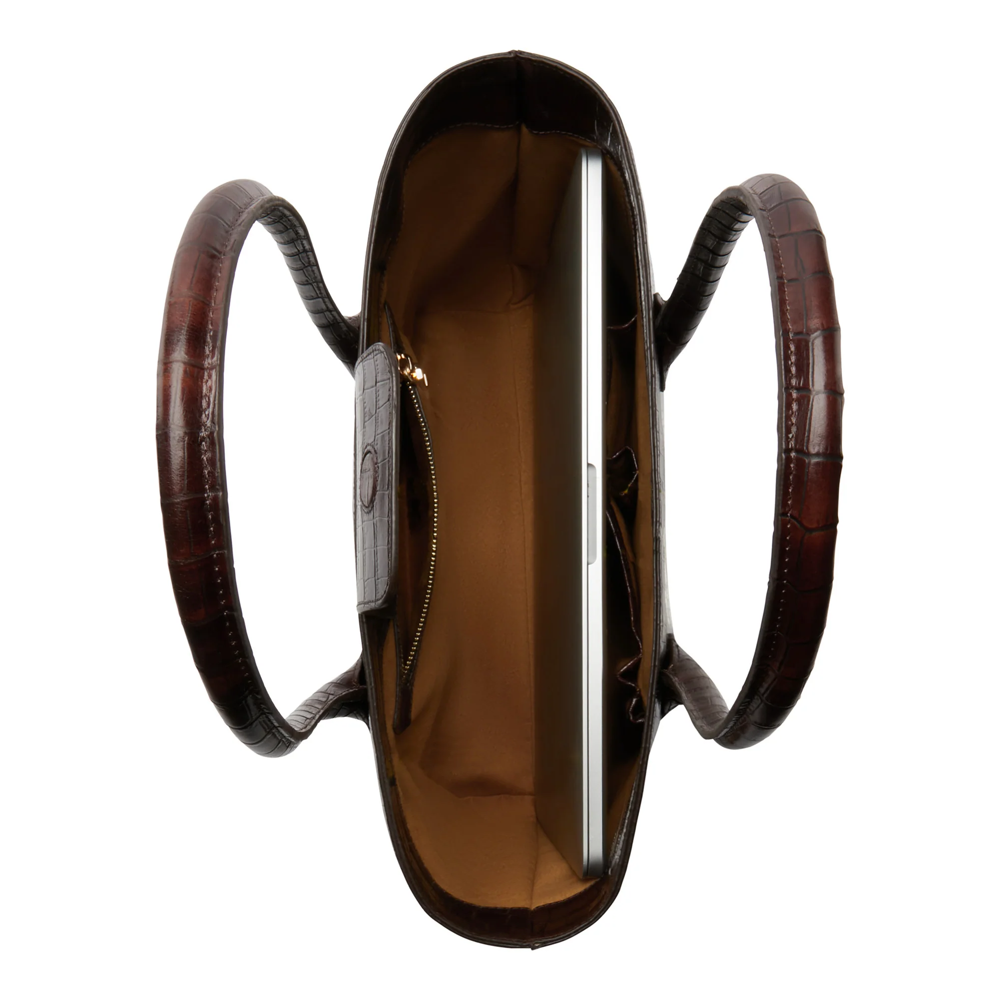 Honoré Lysanne croco brown calfskin leather shopper - Image 7
