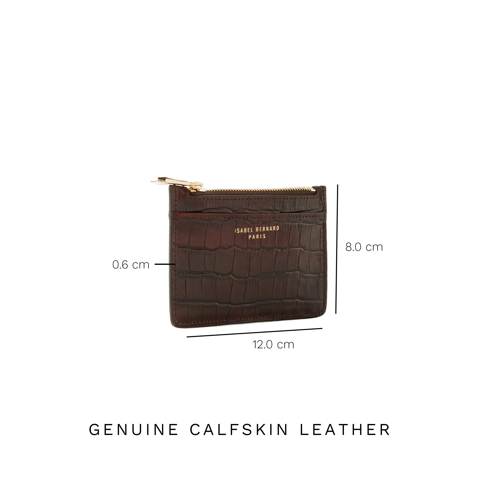 Honoré Aveline croco brown calfskin leather card holder - Image 9