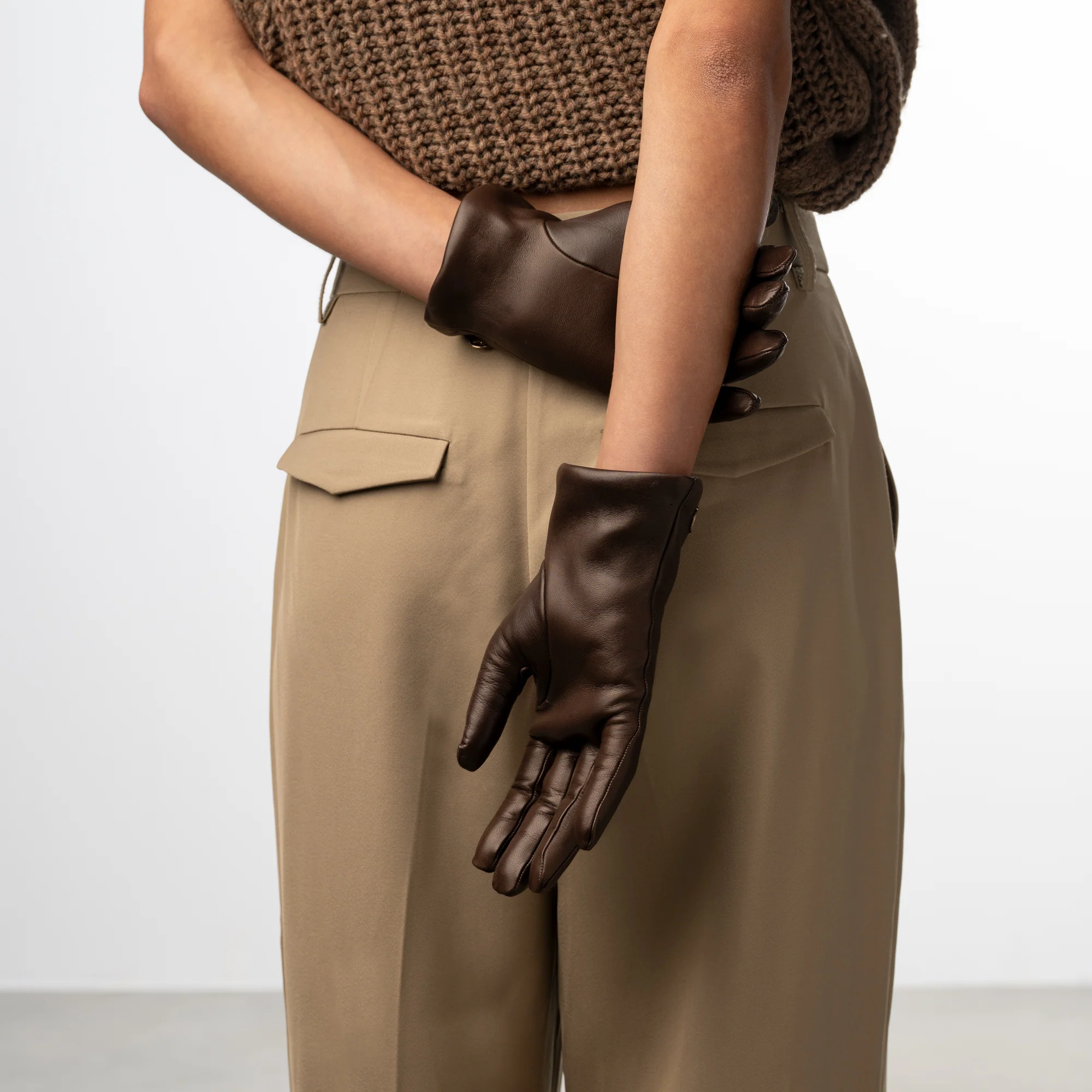 Honoré Eleanor dark brown  goatskin leather gloves - Image 3
