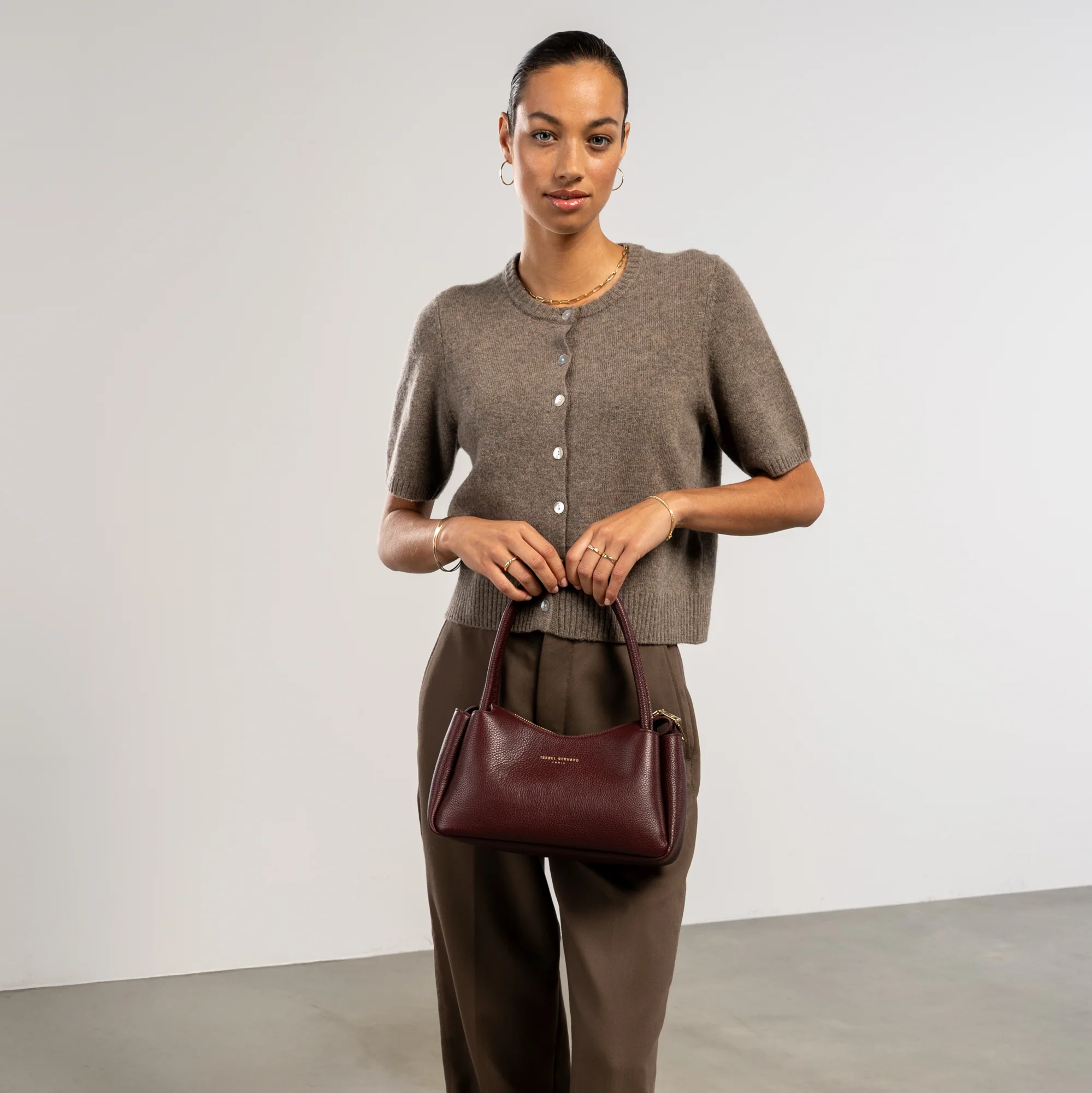 Honoré Eve Burgundy Calfskin Leather handbag - Image 2