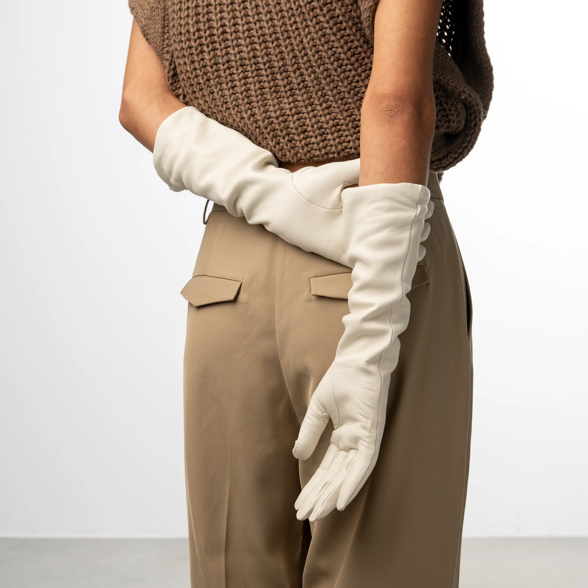 Honoré Ines cream goatskin leather gloves - Image 3