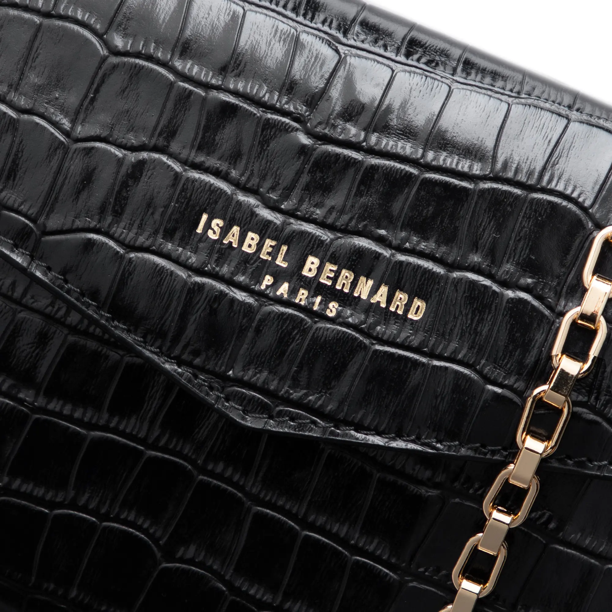 Honoré Lina Croco Black Clutch With Detachable Shoulder Chain - Image 4