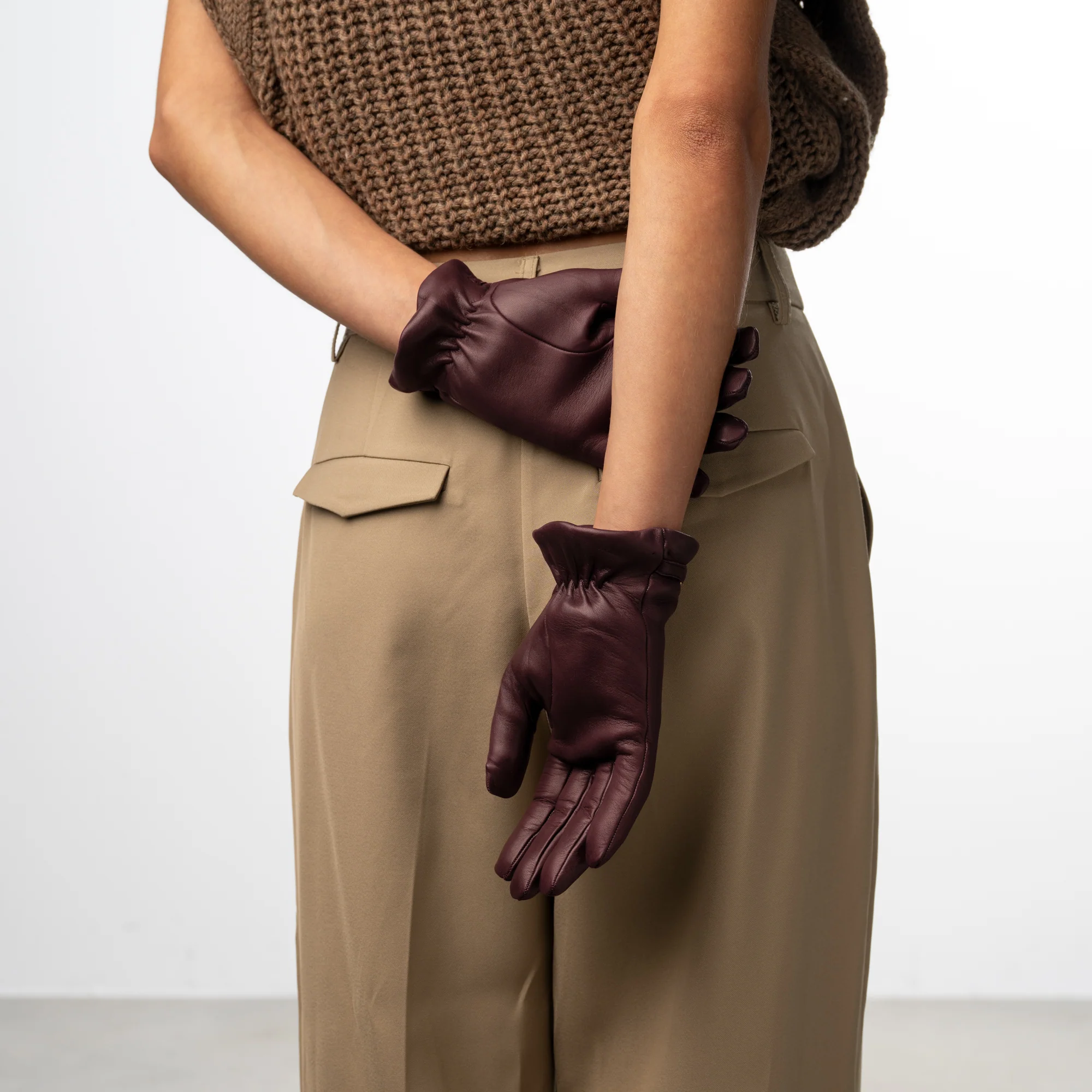 Honoré Marcelia Bordeaux Red goatskin leather gloves - Image 3
