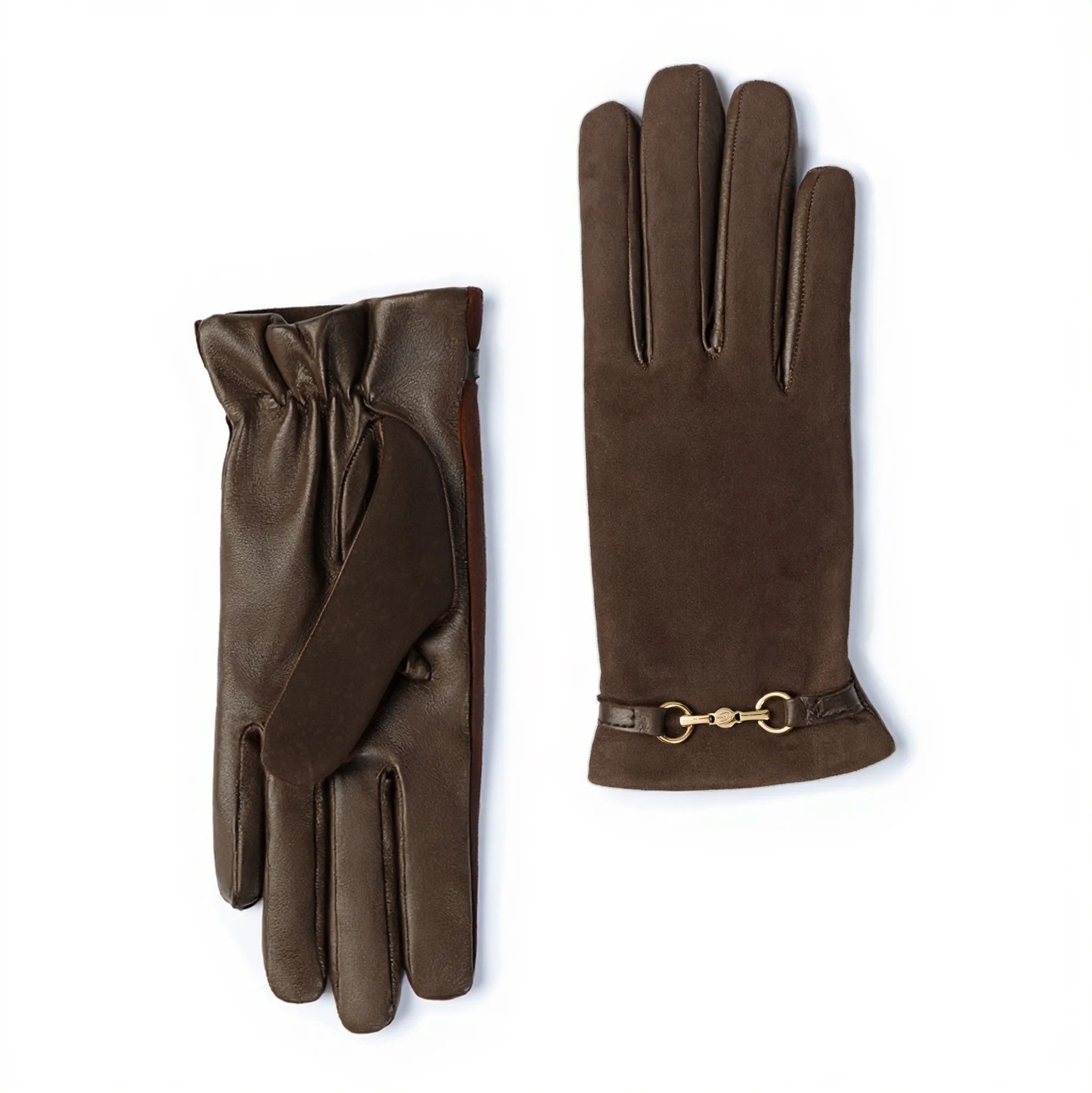 Honoré Marcelia dark brown goatskin suéde leather gloves - Image 7