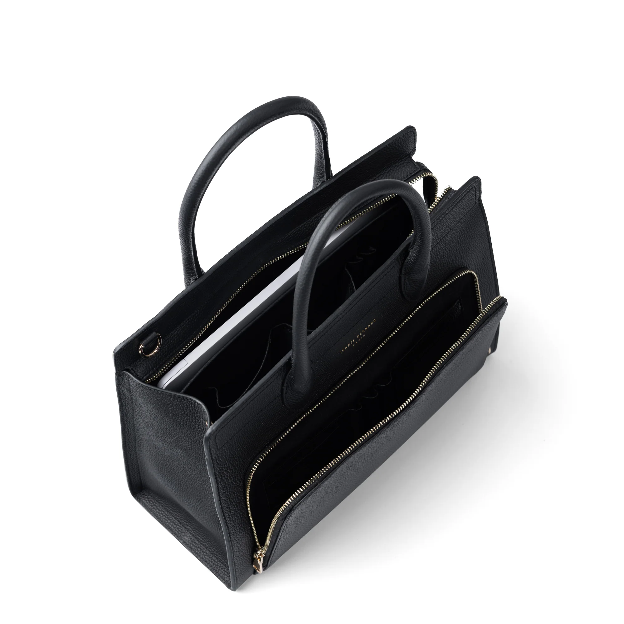 Honoré Nadine black calfskin leather handbag with 13 inch laptop pocket - Image 8