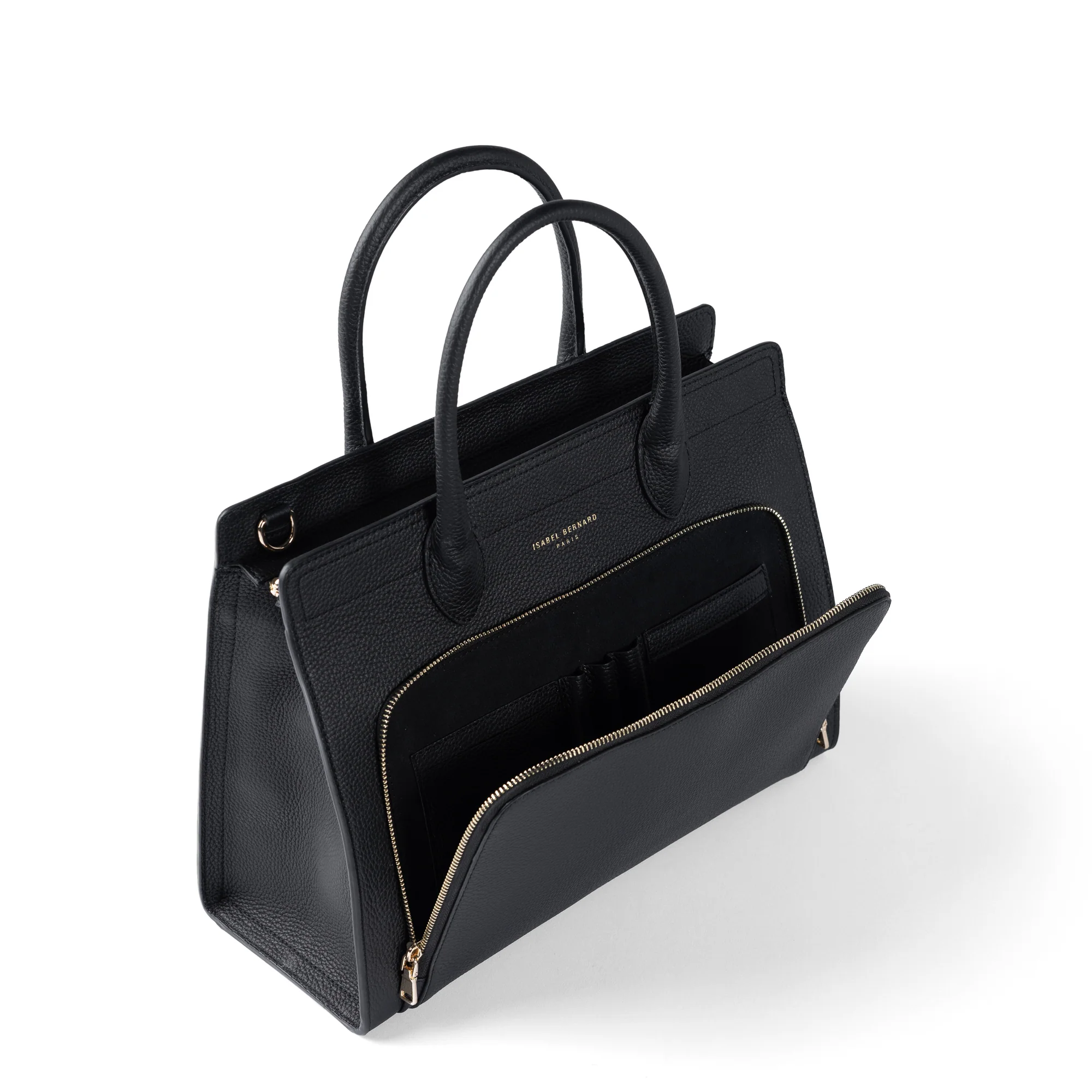Honoré Nadine black calfskin leather handbag with 13 inch laptop pocket - Image 9