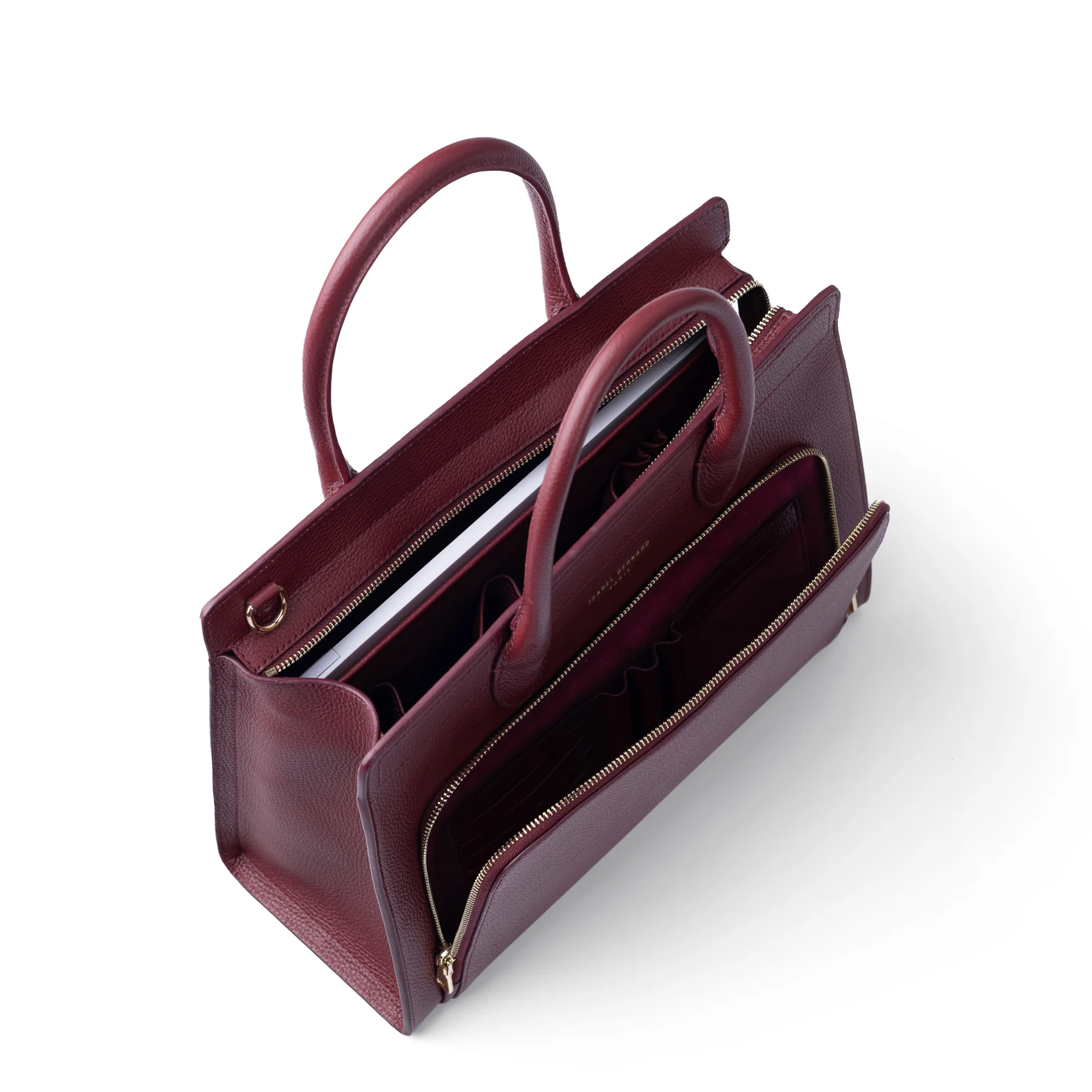 Honoré Nadine bordeaux red calfskin leather handbag with 13 inch laptop pocket - Image 8
