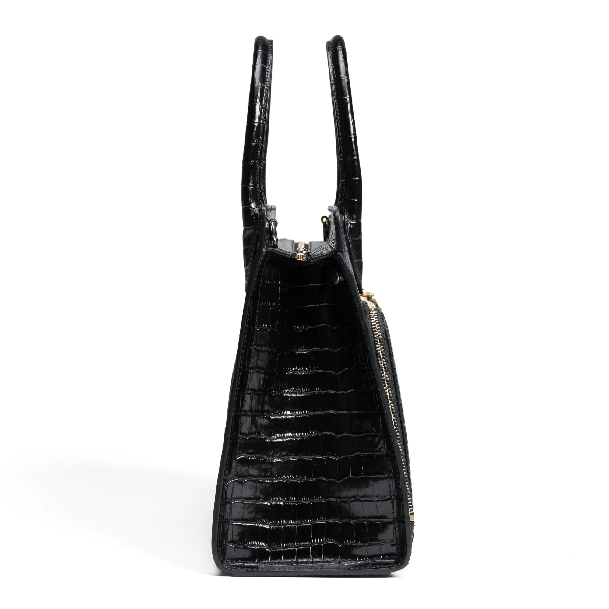 Honoré Nadine croco black leather handbag with 13 inch laptop pocket - Image 4