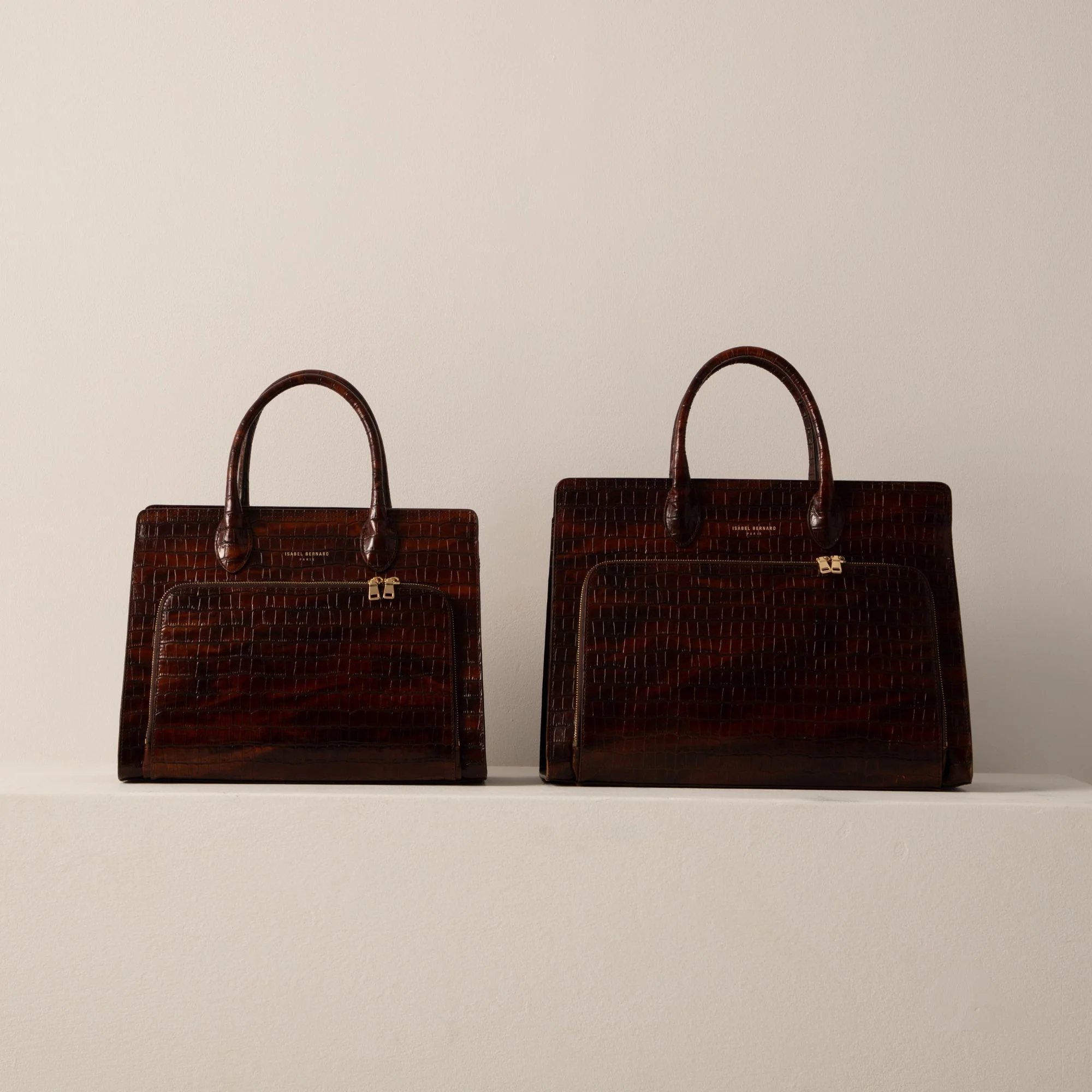 Honoré Nadine croco brown leather handbag with 16.4 inch laptop pocket - Image 9